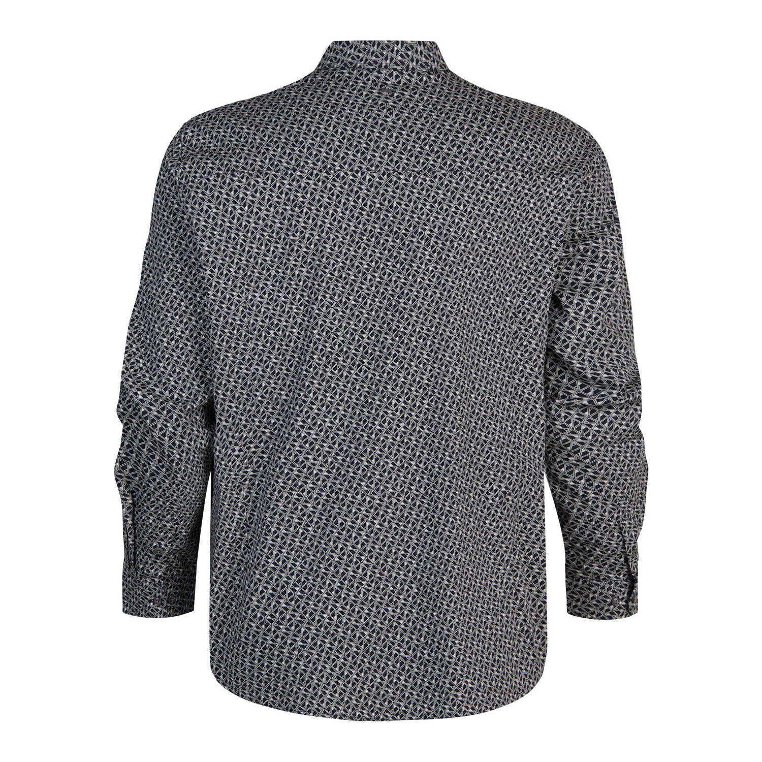 Petrol industries Plus Size slim fit overhemd met all over print donkerblauw wit