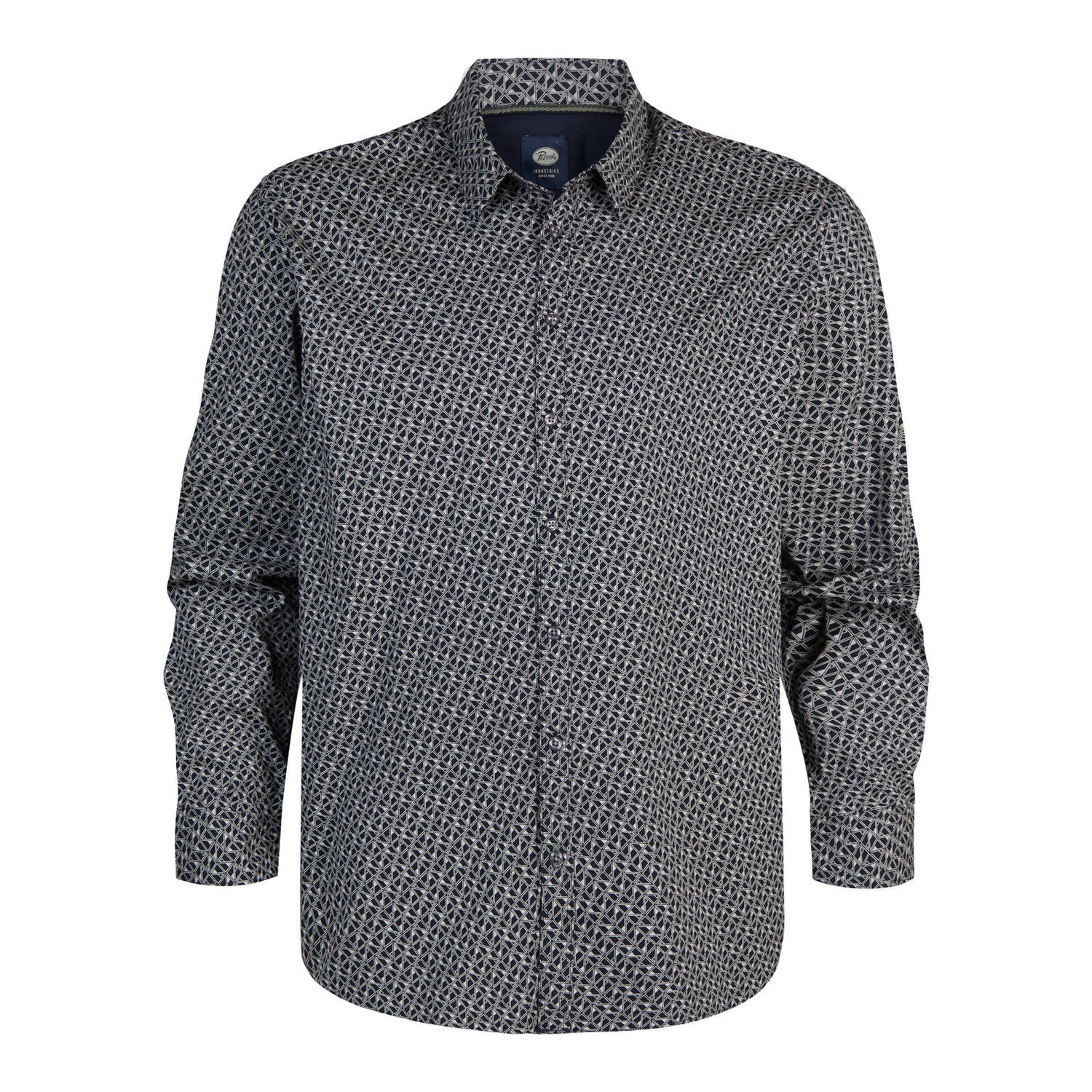 Petrol industries Plus Size slim fit overhemd met all over print donkerblauw wit