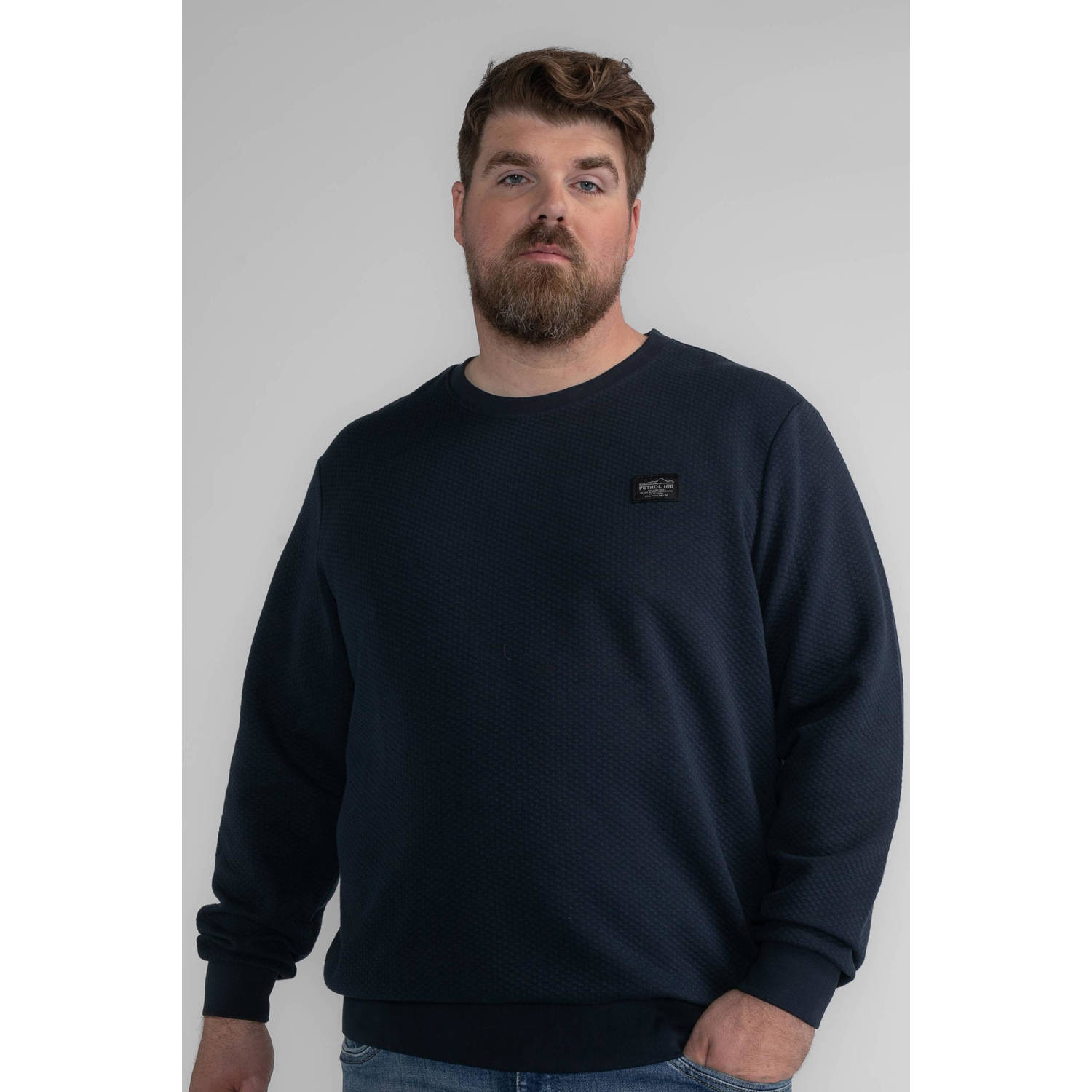 Petrol industries Plus Size sweater donkerblauw