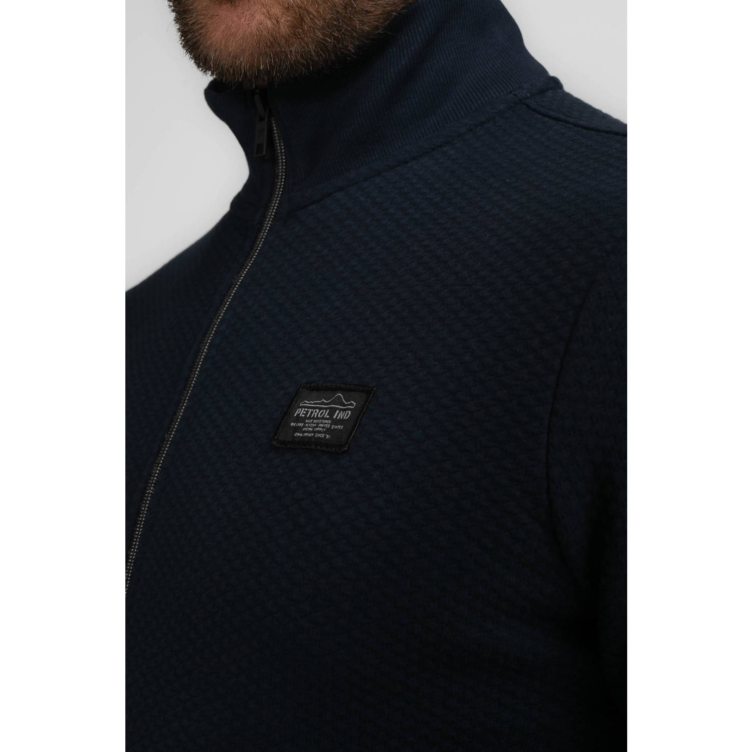 Petrol Industries vest met ingebreid patroon sky captain