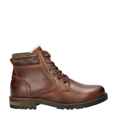 Nelson leren veterboots cognac afbeelding