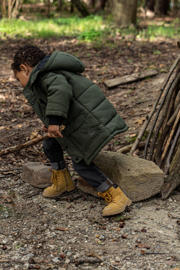 thumbnail: Groene jongens Koko Noko gewatteerde winterjas van polyester met effen, lange mouwen en capuchon
