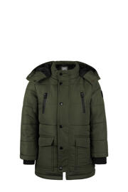 thumbnail: Groene jongens Koko Noko gewatteerde winterjas van polyester met effen, lange mouwen en capuchon