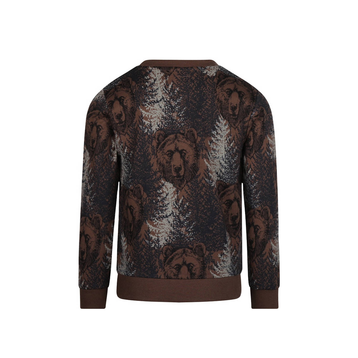 Koko Noko sweater met all over print bruin grijs donkergrijs