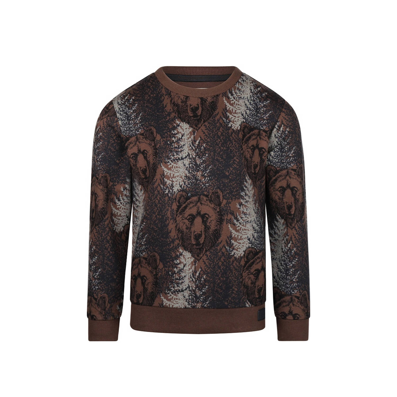 Koko Noko sweater met all over print bruin grijs donkergrijs