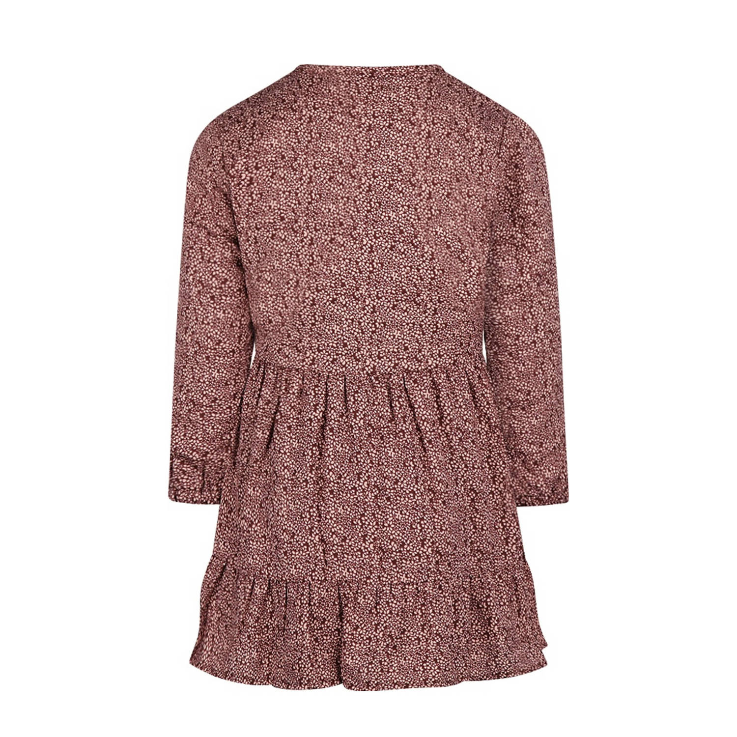 Koko Noko trapeze jurk met all over print donkerroze ecru