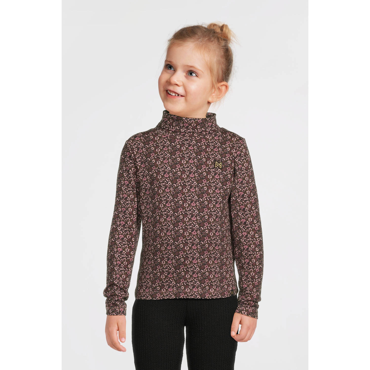 Koko Noko longsleeve met all over print bruin roze lichtroze