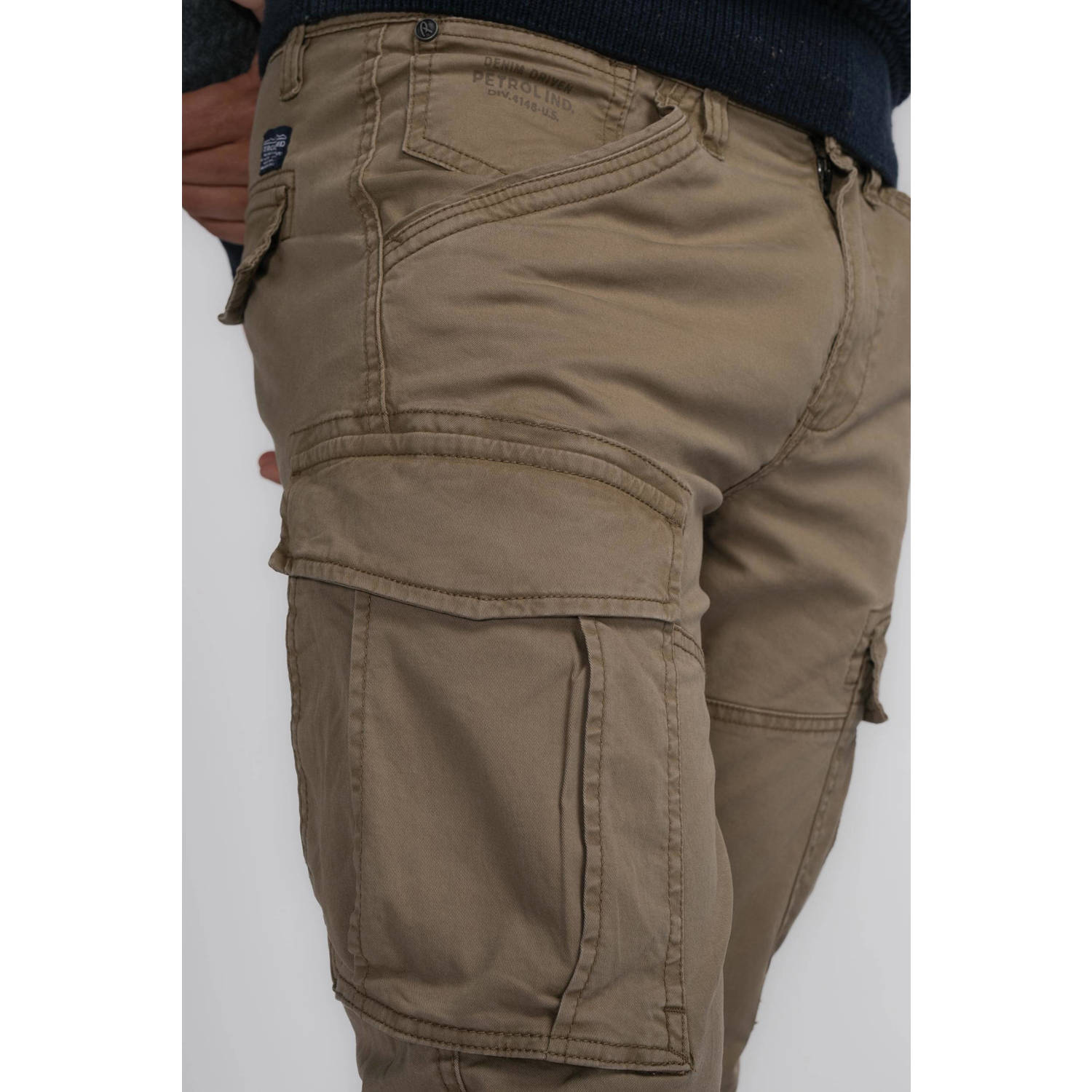 Petrol Industries regular fit cargo broek bruin