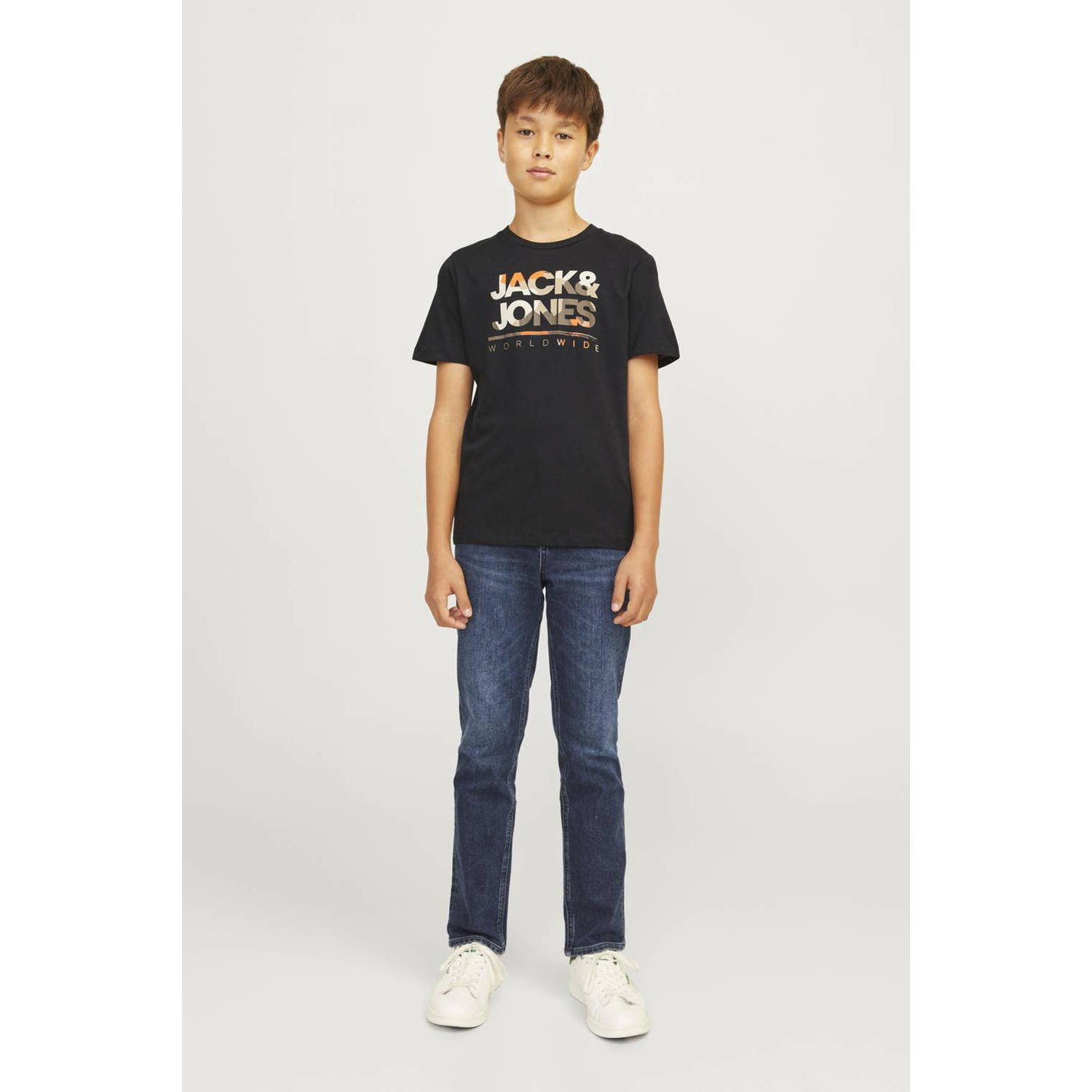 JACK & JONES JUNIOR T-shirt JJLUKE met logo zwart