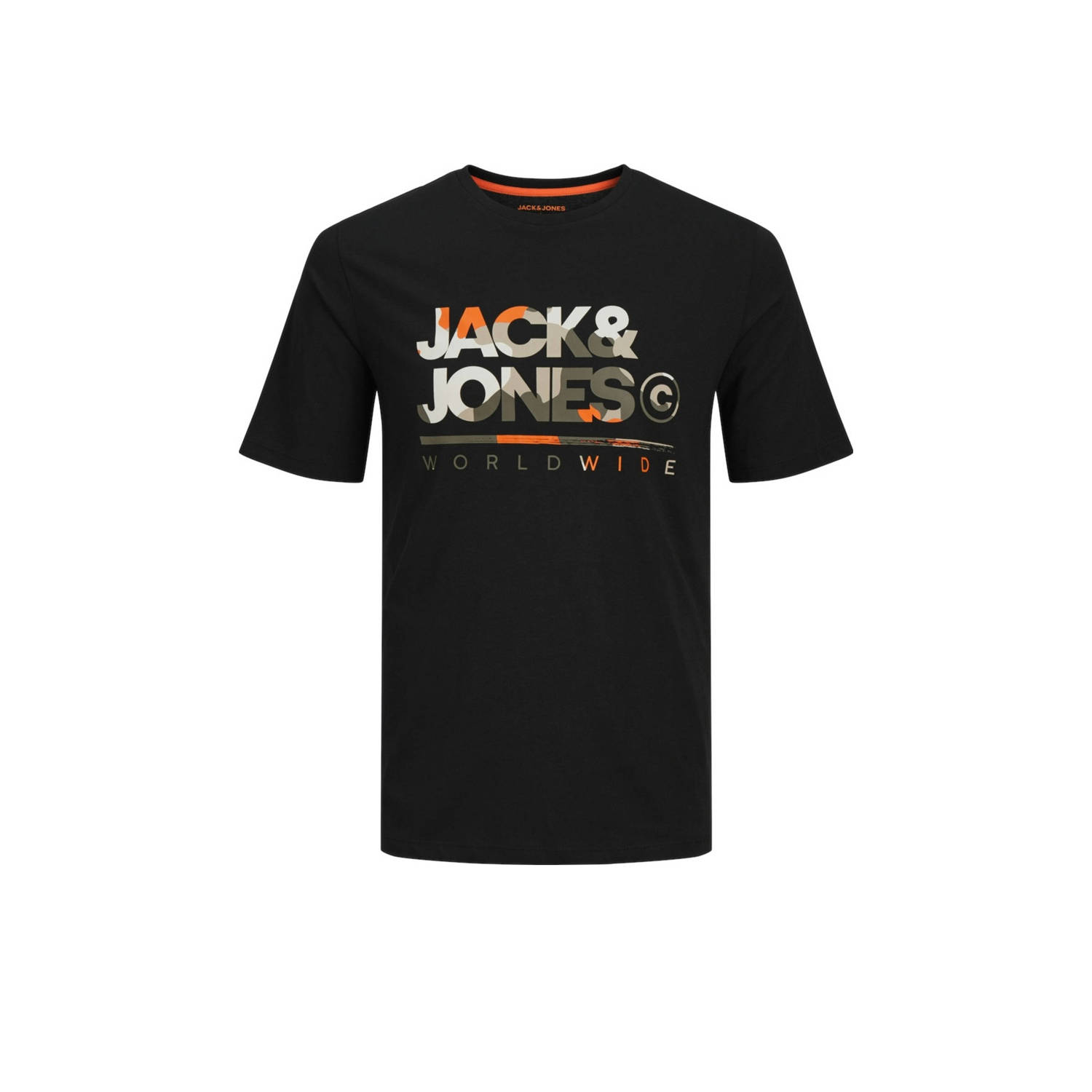 Jack & jones JUNIOR T-shirt JJLUKE met logo zwart Jongens Katoen Ronde hals 128