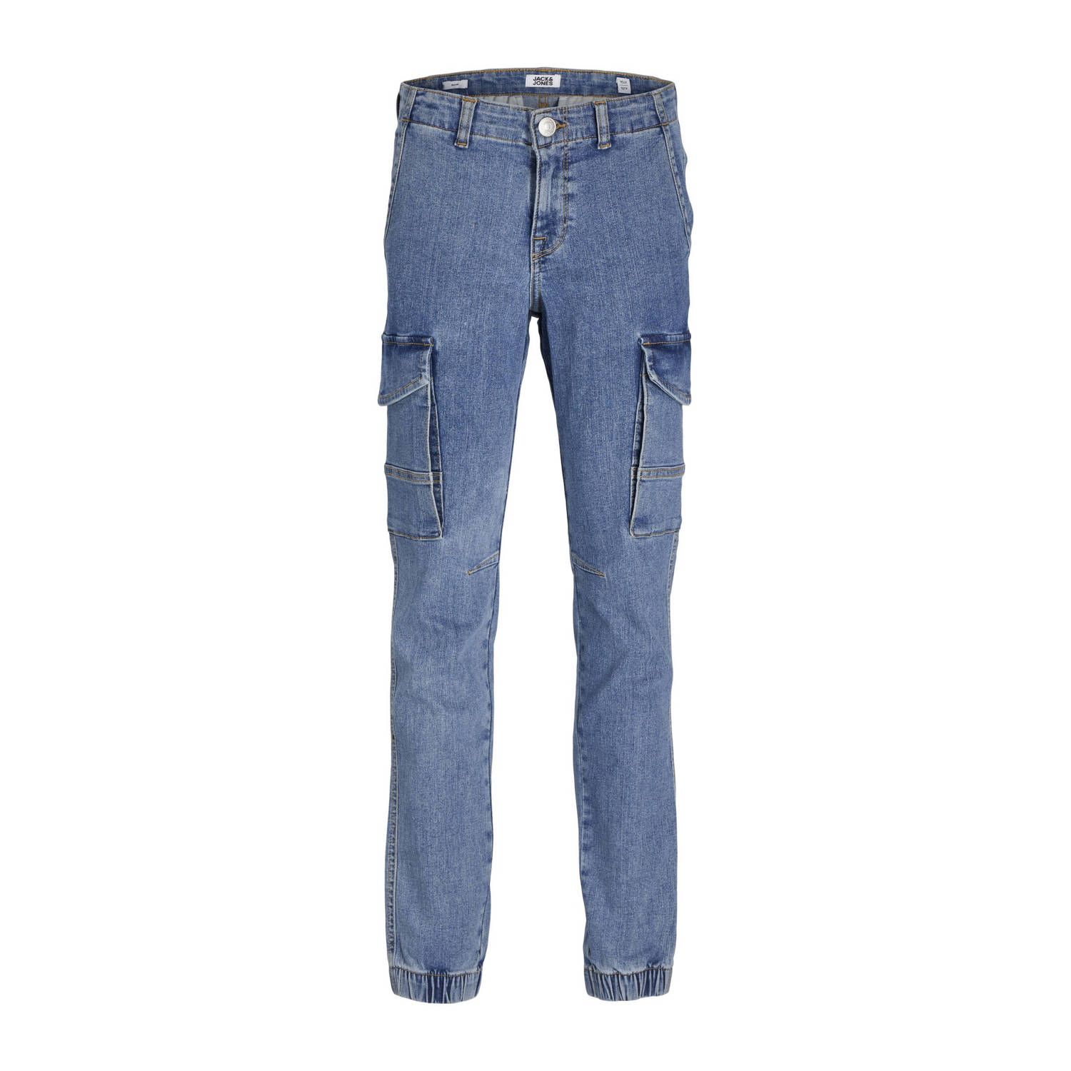 Jack & jones JUNIOR slim fit jeans JJIPAUL JJFLAKE blue denim Blauw Effen 128