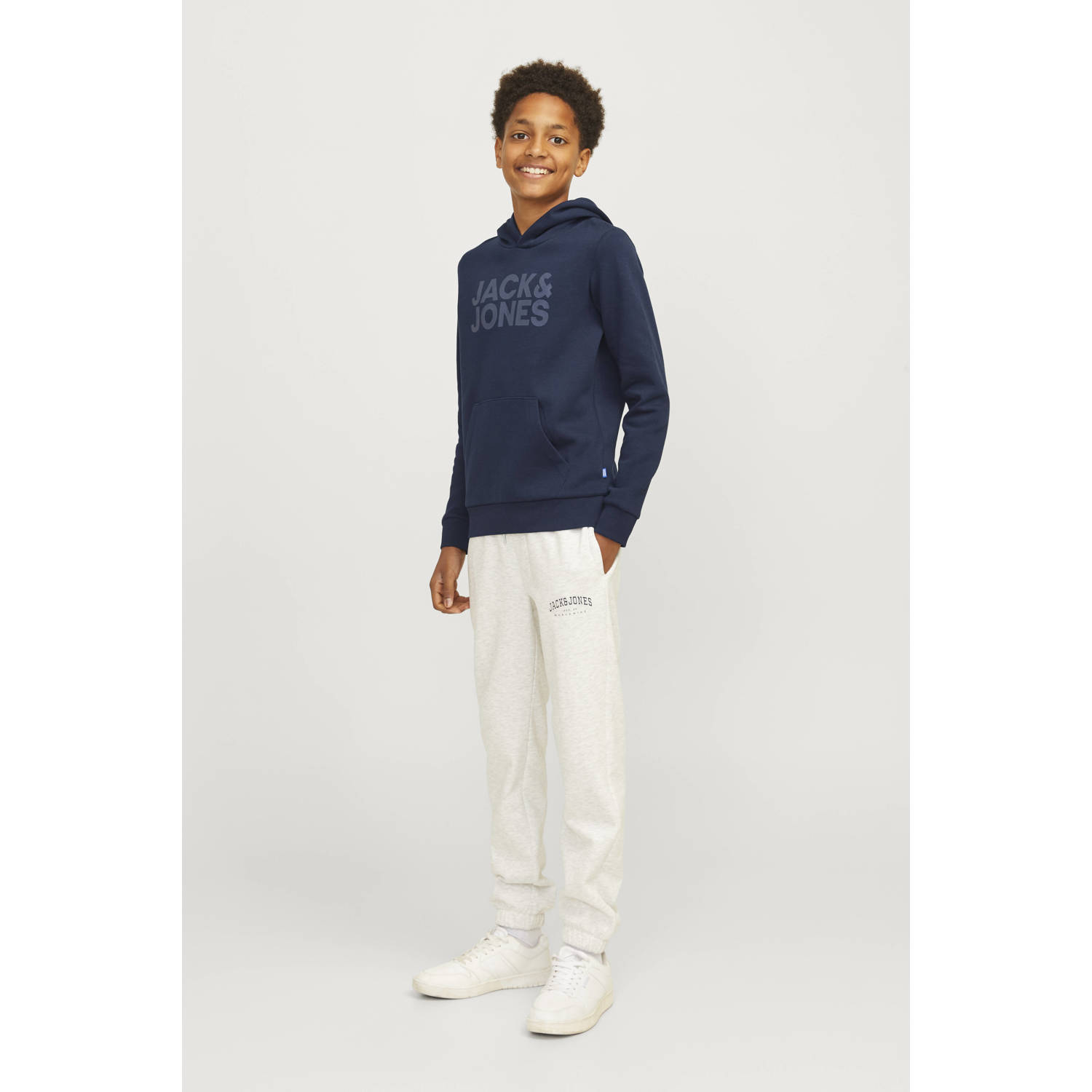 Jack & jones JUNIOR hoodie JJECORP met tekst Sweater Blauw Logo 128