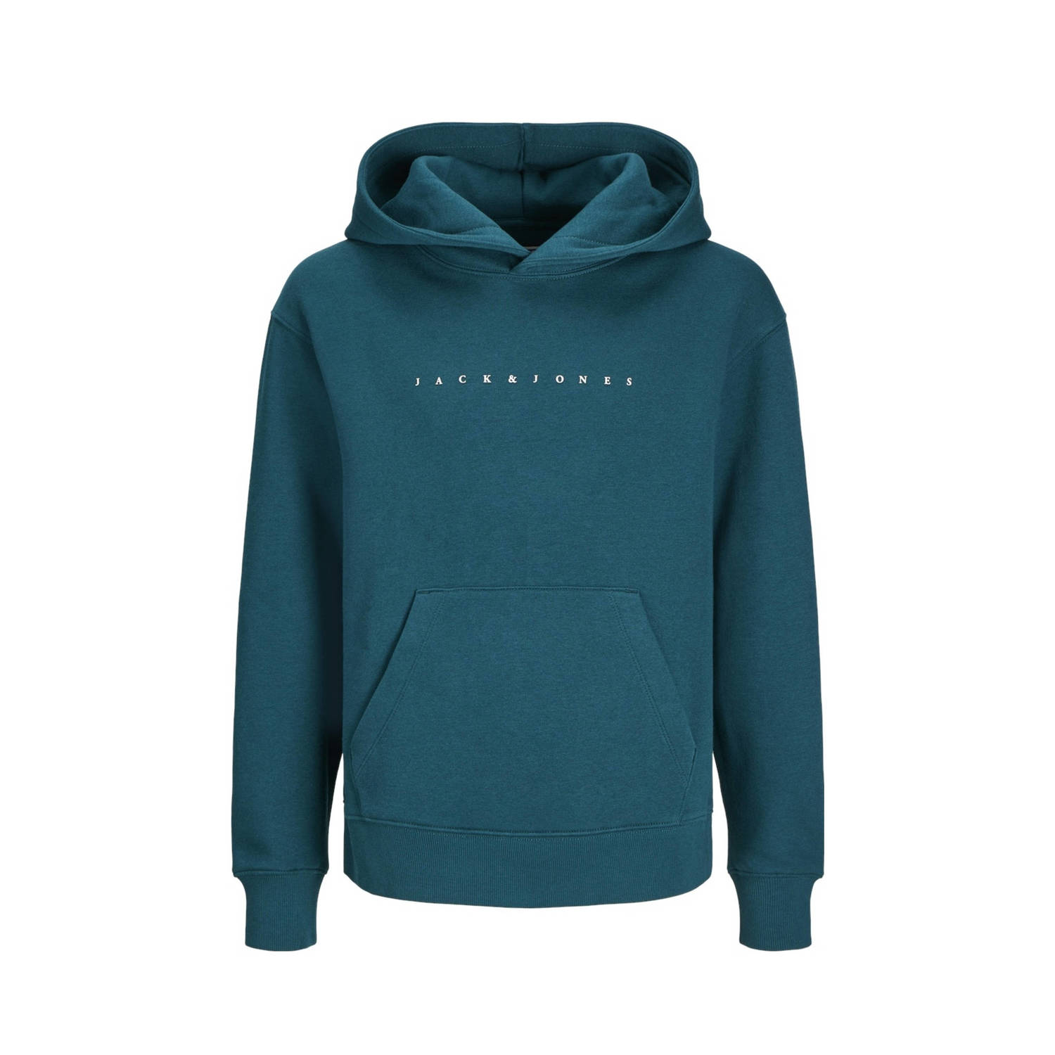Jack & jones JUNIOR hoodie JJESTAR met logo petrol Sweater Groen Tekst 176