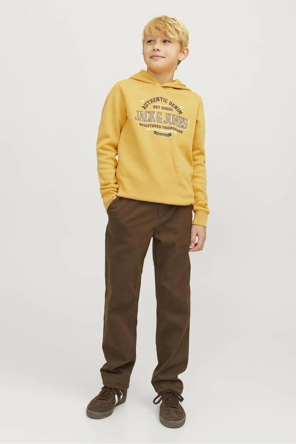JACK & JONES JUNIOR hoodie JJELOGO met logo honinggeel