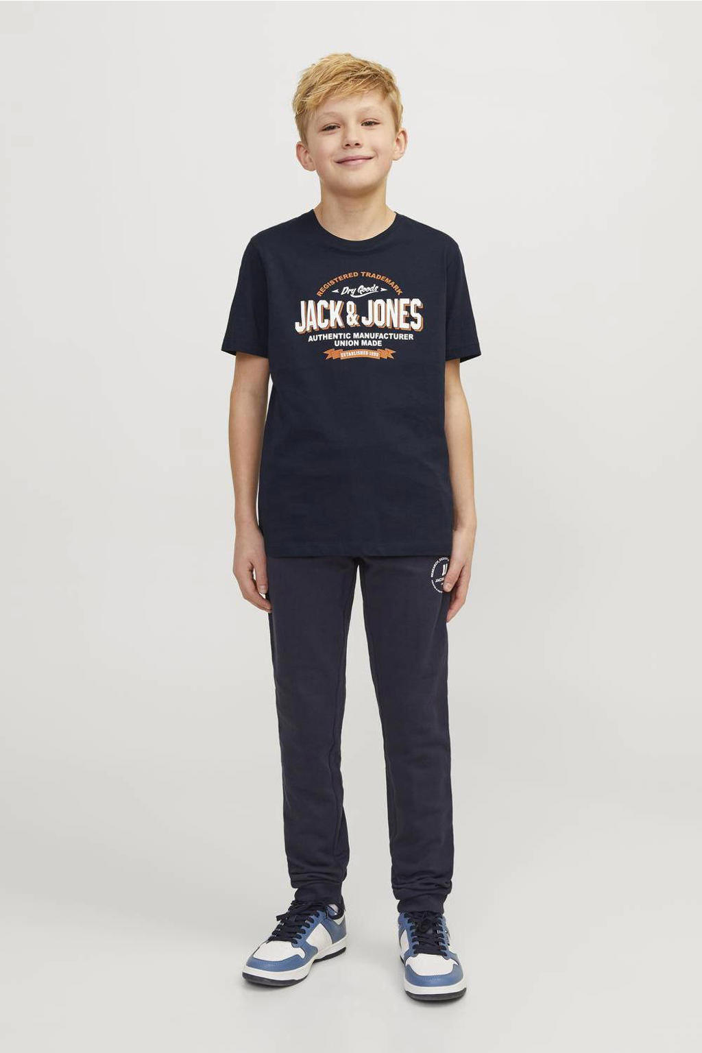 JACK & JONES JUNIOR T-shirt JJELOGO met logo donkerblauw