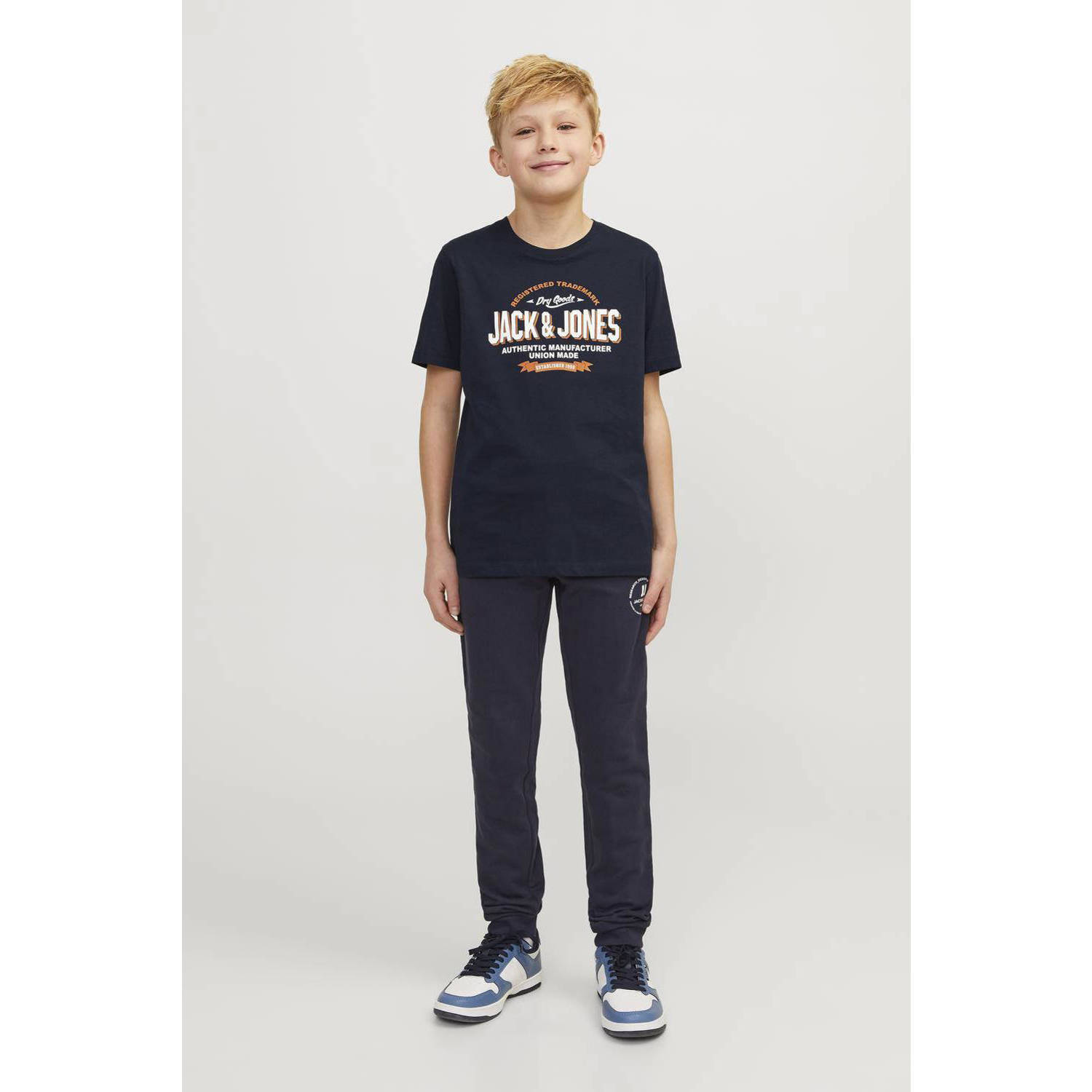 JACK & JONES JUNIOR T-shirt JJELOGO met logo donkerblauw