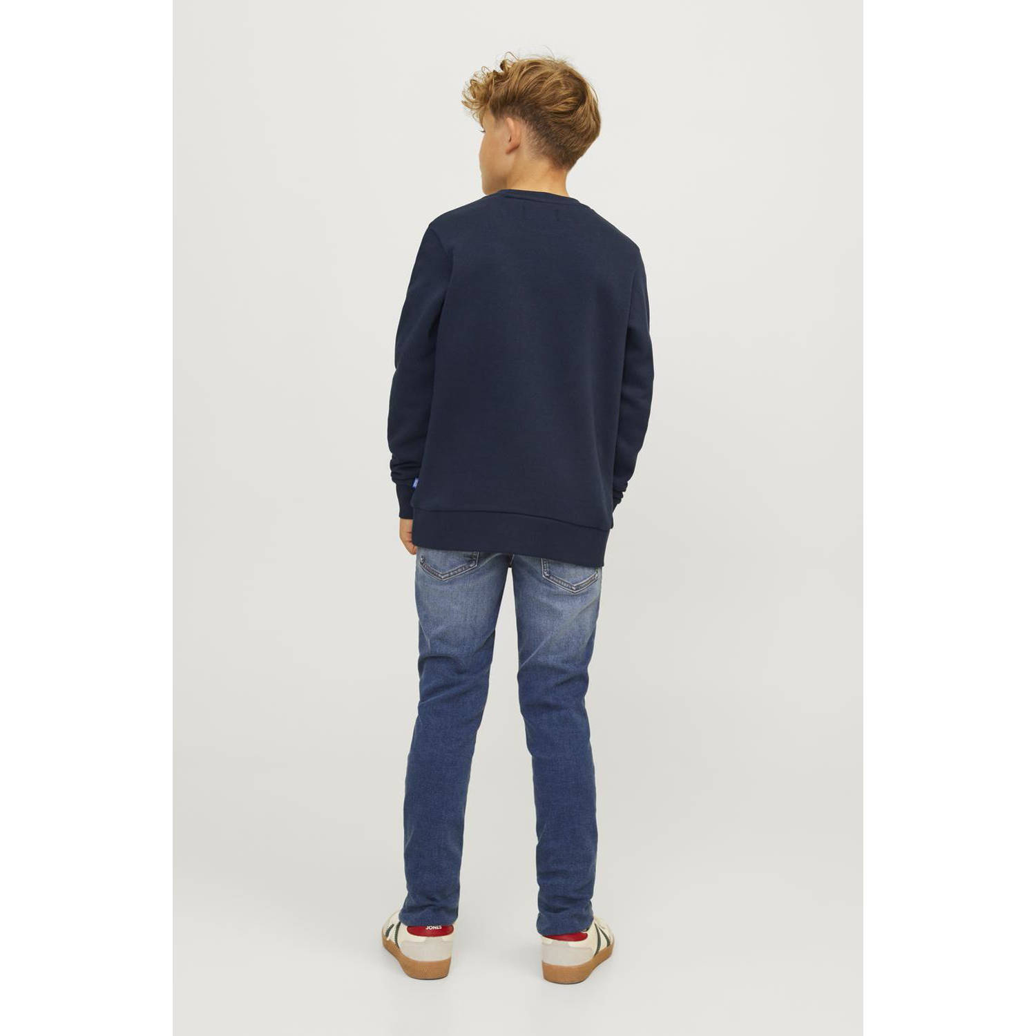 JACK & JONES JUNIOR sweater JJELOGO met logo donkerblauw