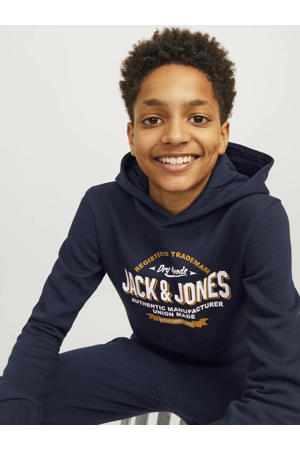 hoodie JJELOGO met logo donkerblauw