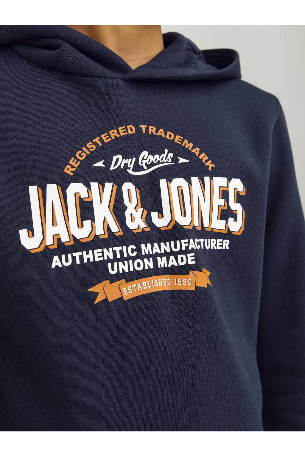 JACK & JONES JUNIOR hoodie JJELOGO met logo donkerblauw
