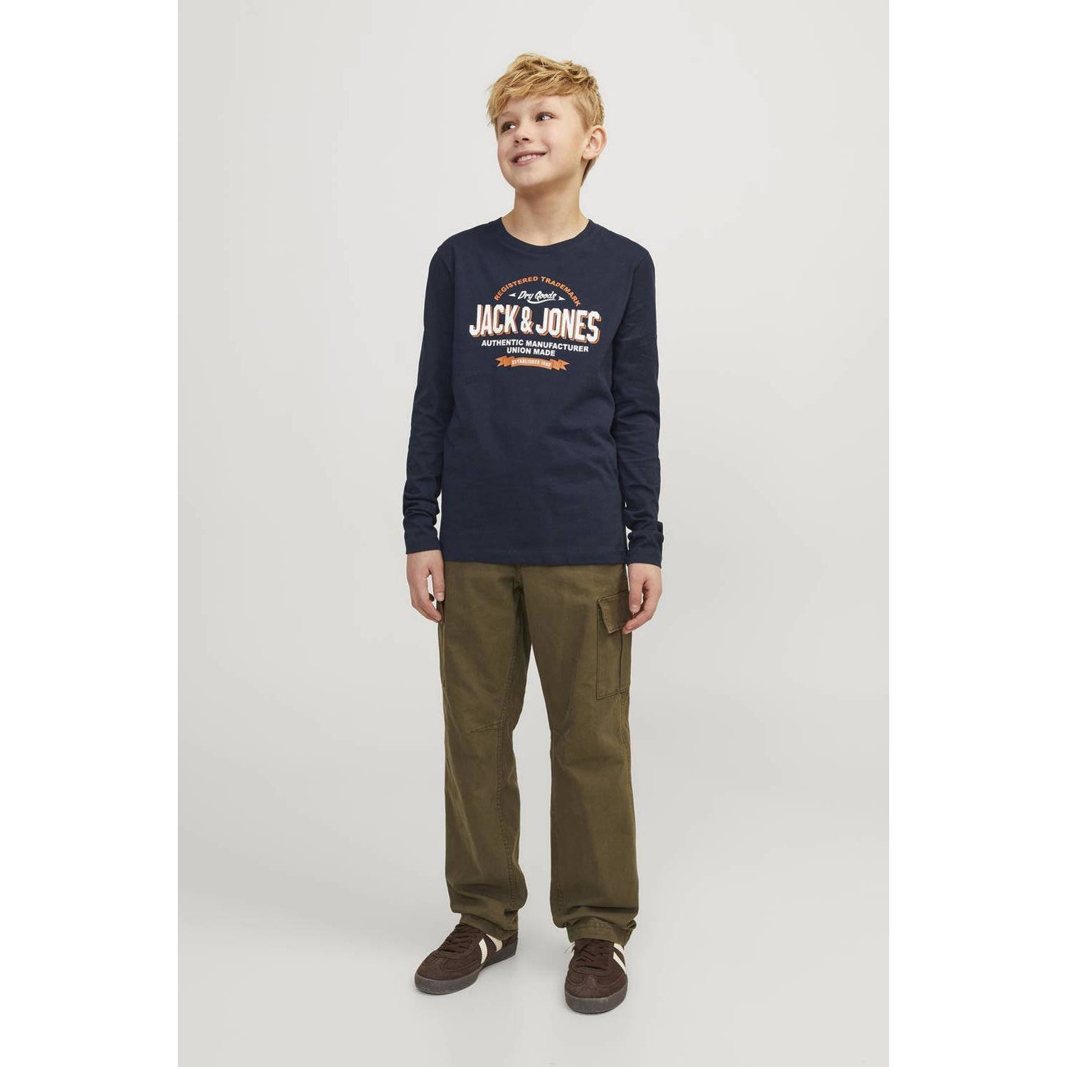 JACK & JONES JUNIOR longsleeve JJELOGO met logo wit