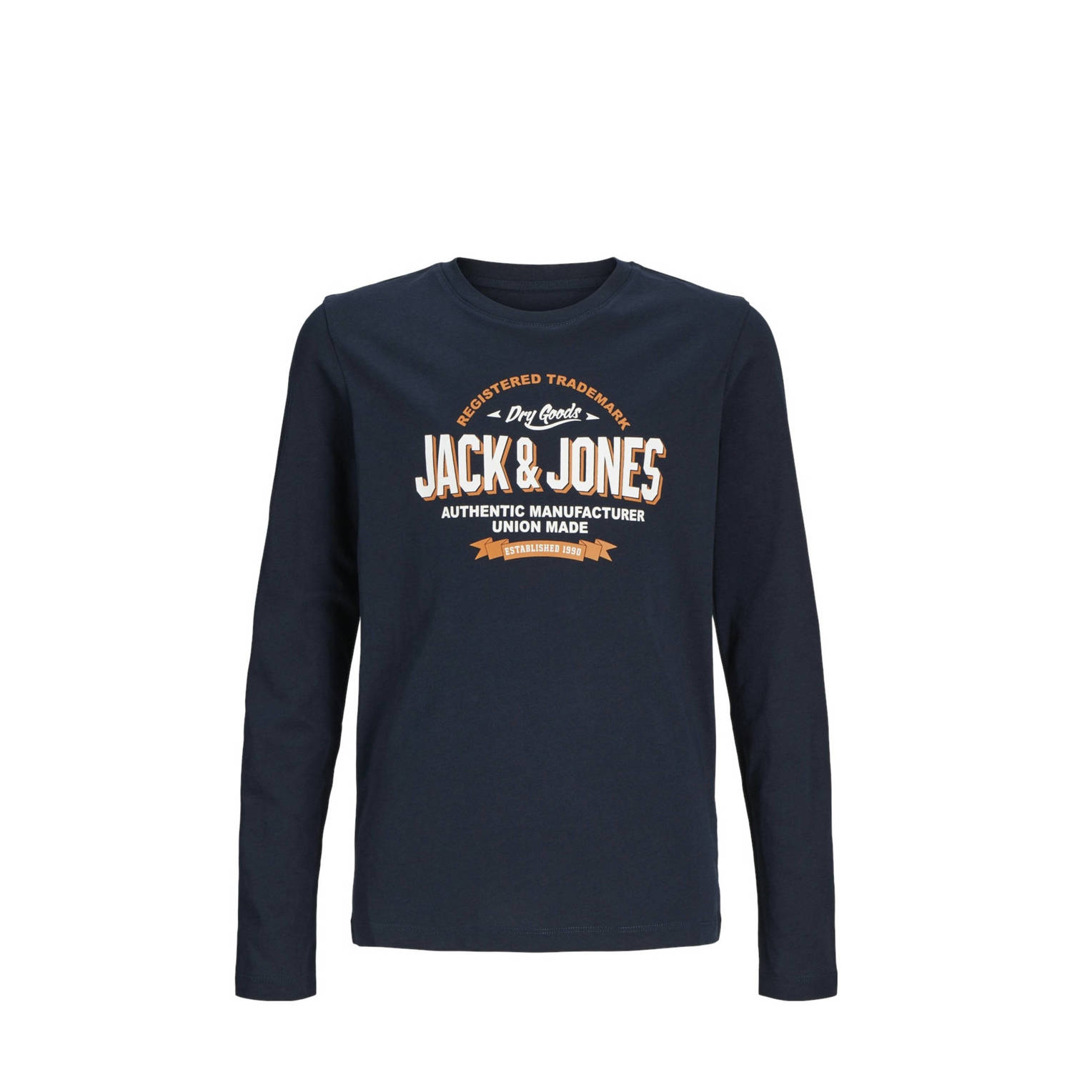 Jack & jones JUNIOR longsleeve JJELOGO met logo wit Blauw Jongens Katoen Ronde hals 128