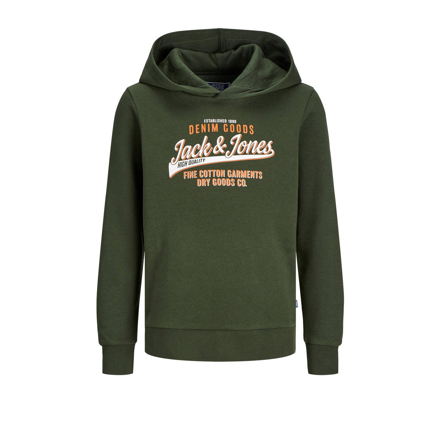 Jack & jones JUNIOR hoodie JJELOGO met logo warm donkergroen Sweater Logo 128