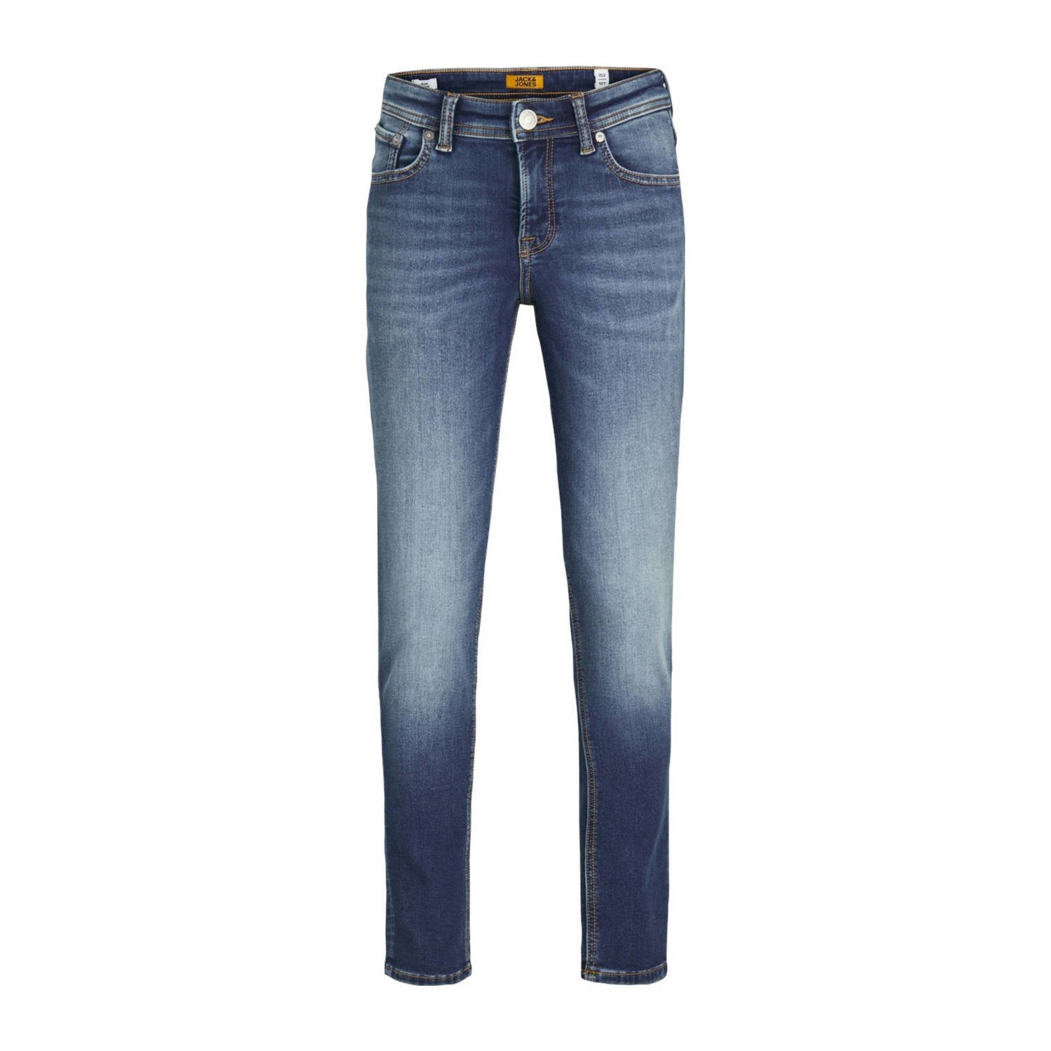 Jack & jones JUNIOR slim fit jeans JJIGLENN JJORIGINAL blue denim 2 Blauw Stretchdenim 128