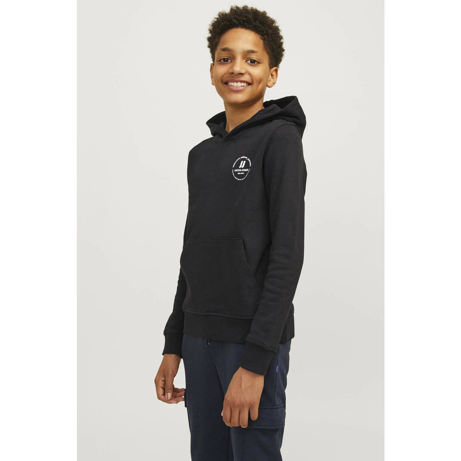 JACK & JONES JUNIOR hoodie JJESWIFT met printopdruk zwart