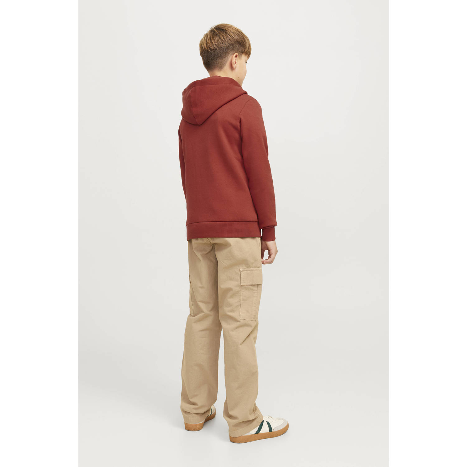 JACK & JONES JUNIOR hoodie JJELOGO met logo donkerrood