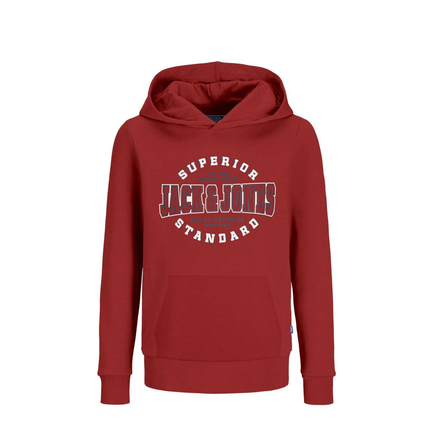 Jack & jones JUNIOR hoodie JJELOGO met logo donkerrood Sweater Logo 140