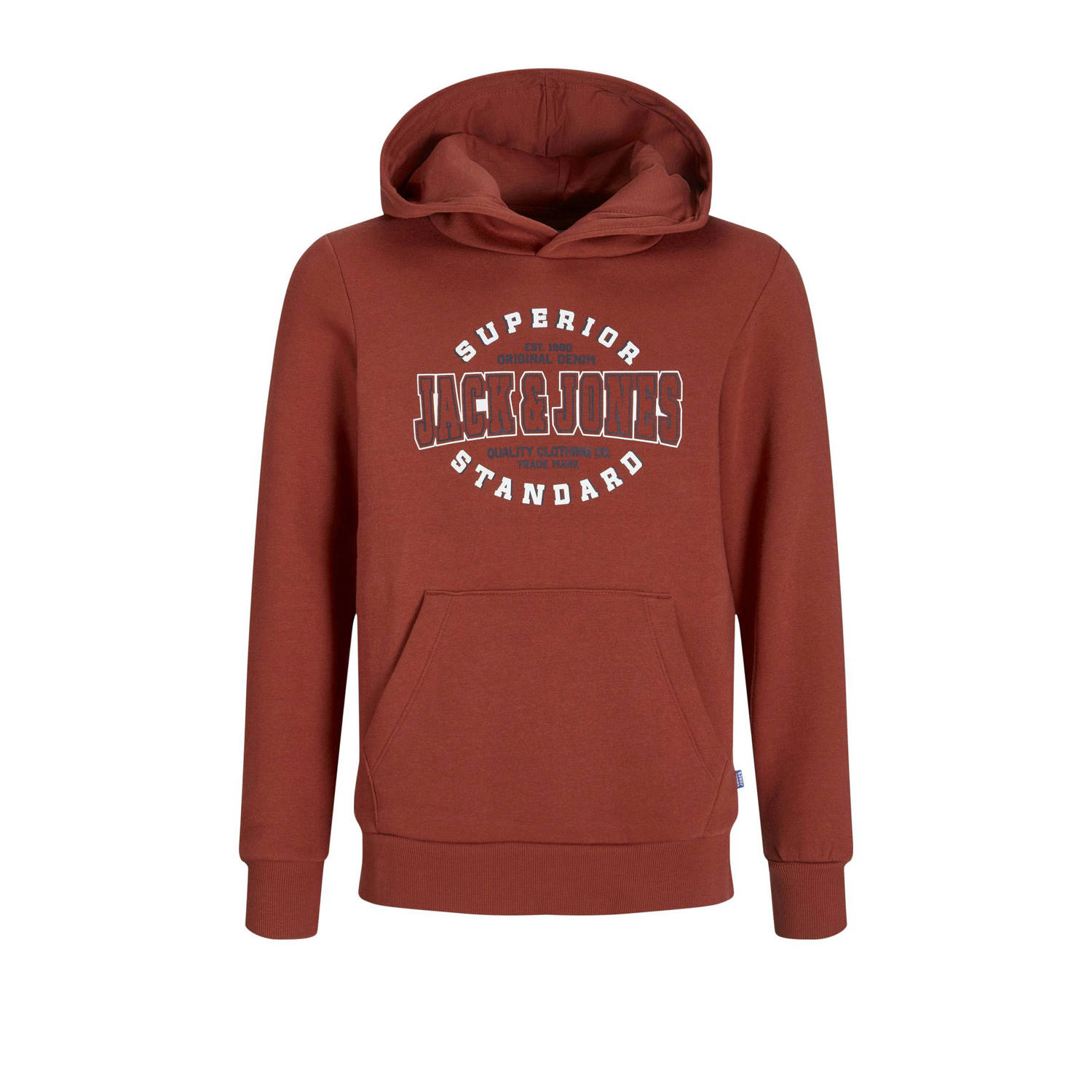 Jack & jones JUNIOR hoodie JJELOGO met logo donkerrood Sweater Logo 140