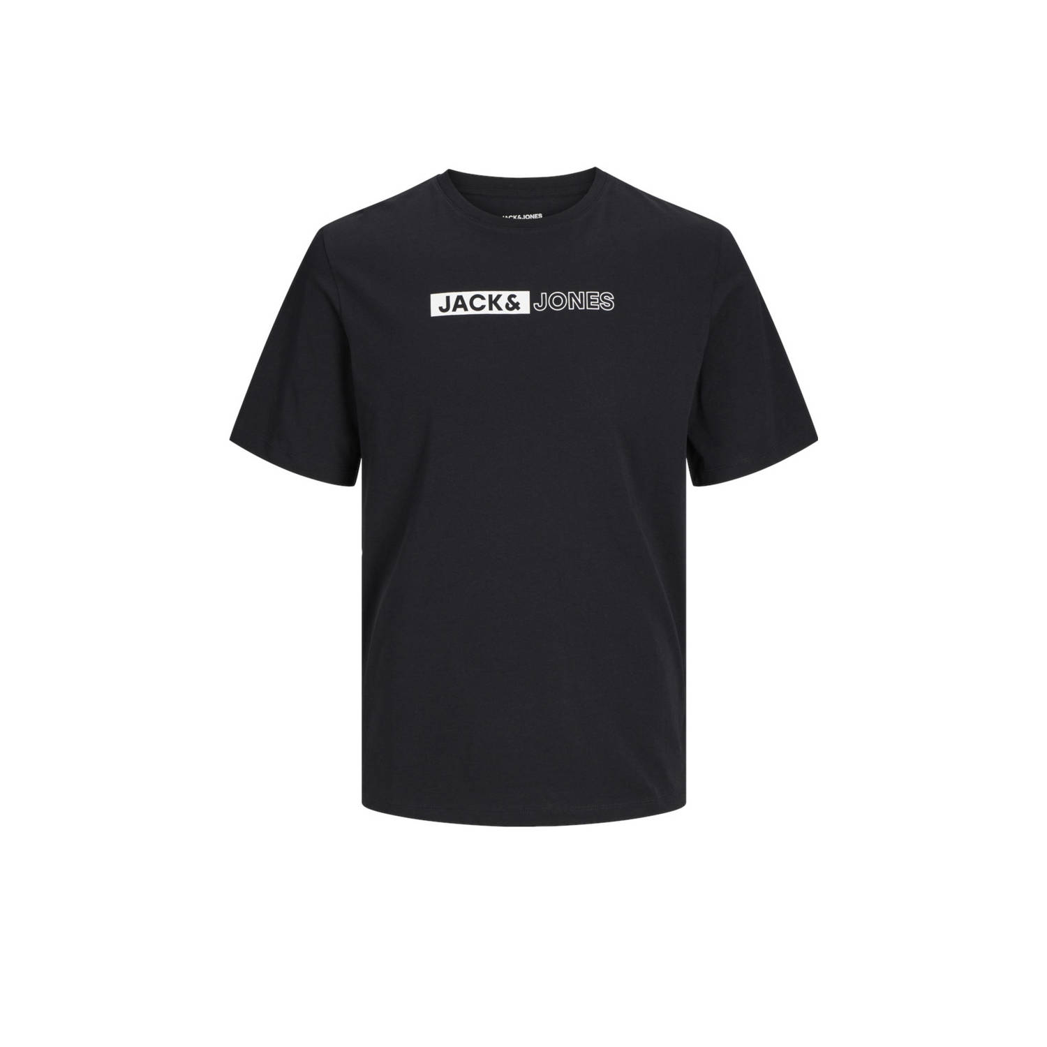 Jack & jones JUNIOR T-shirt JJEPLAYER met logo zwart Jongens Katoen Ronde hals 140