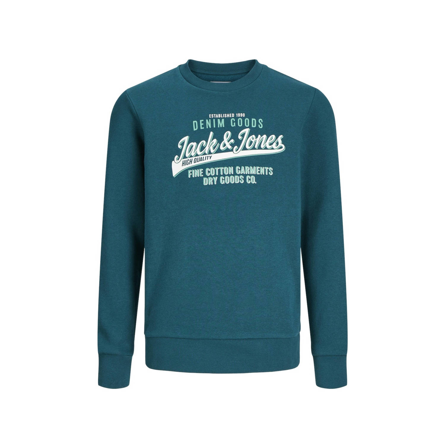Jack & jones JUNIOR sweater JJELOGO met logo petrol Blauw Logo 128