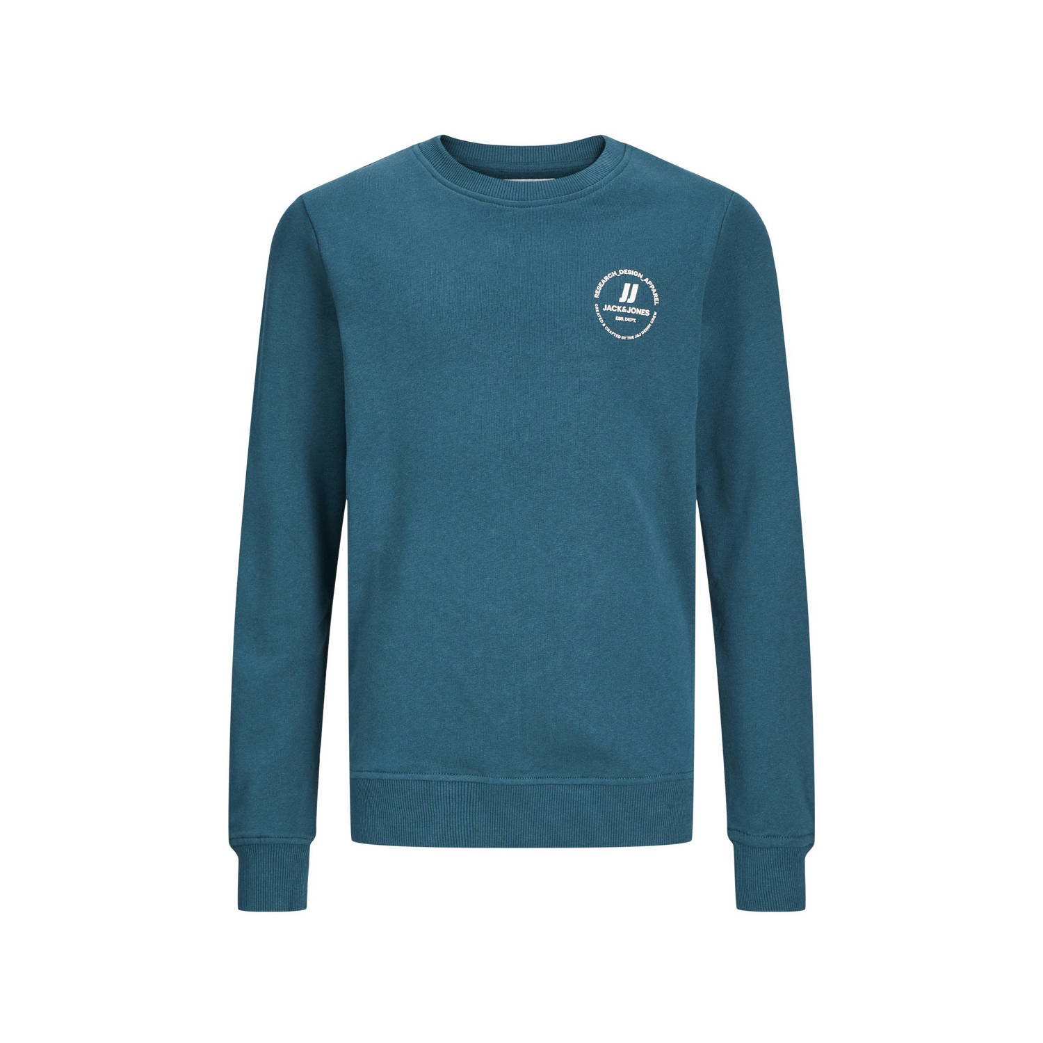 Jack & jones JUNIOR sweater JJESWIFT met printopdruk petrol Blauw Printopdruk 128