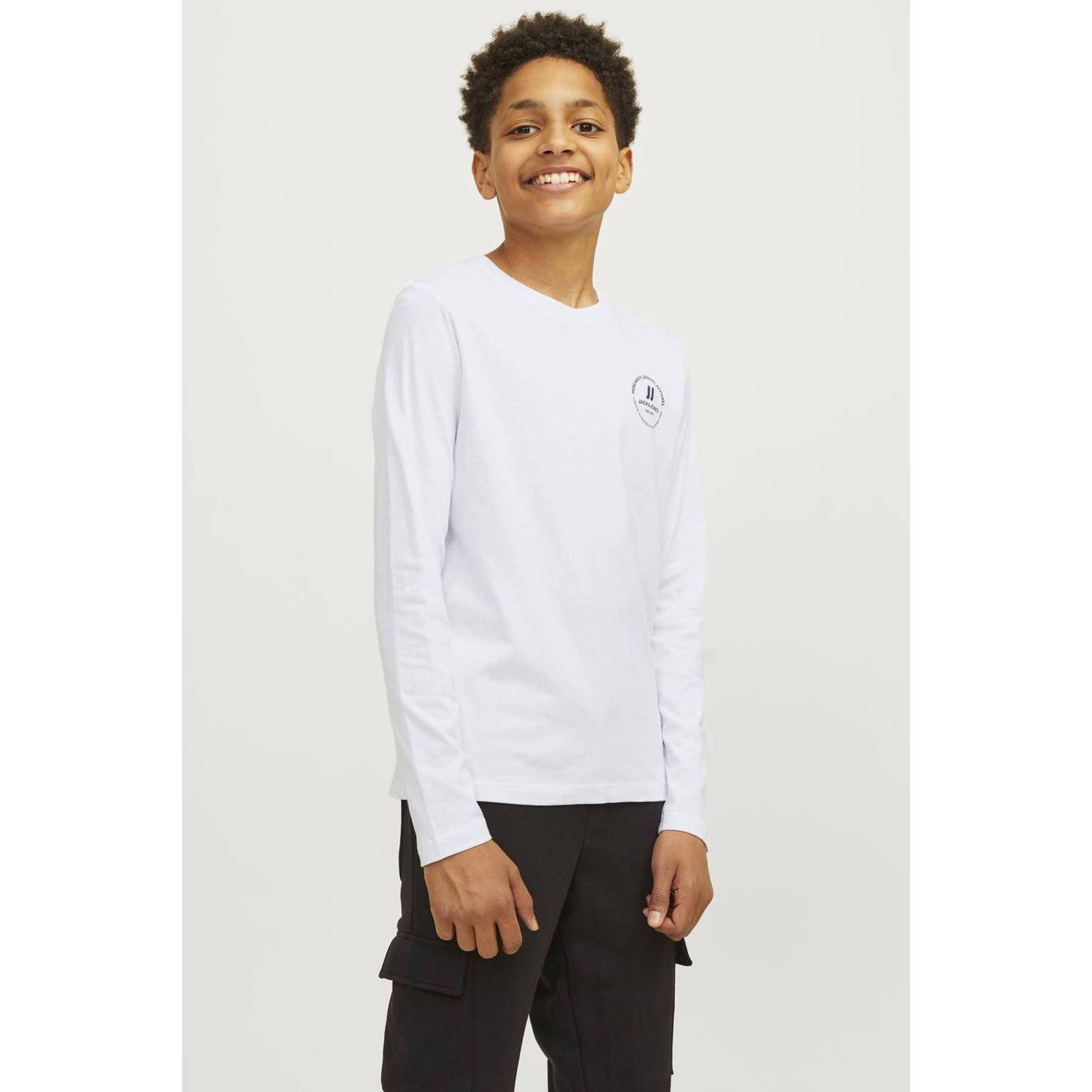 Jack & jones JUNIOR longsleeve JJESWIFT met printopdruk wit Jongens Katoen Ronde hals 128