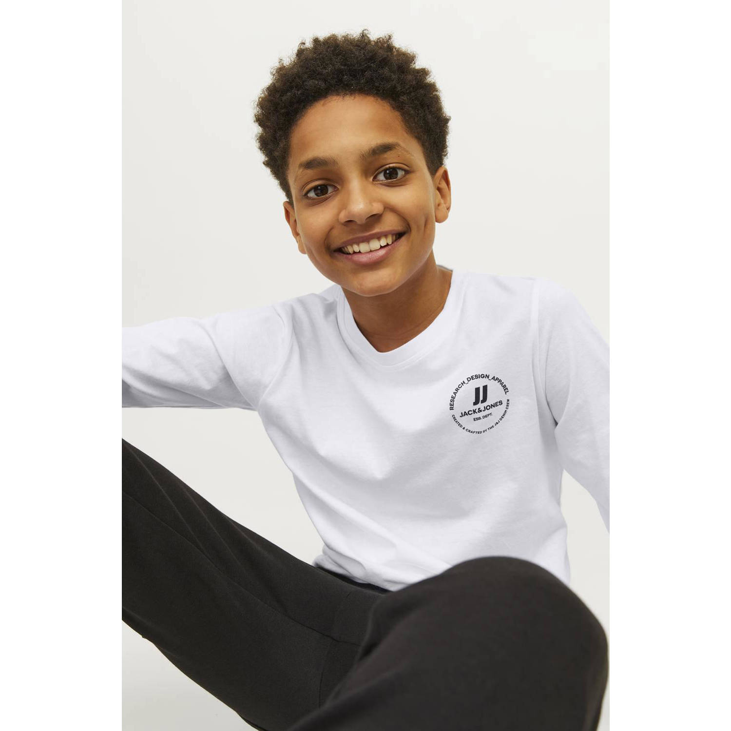 JACK & JONES JUNIOR longsleeve JJESWIFT met printopdruk wit
