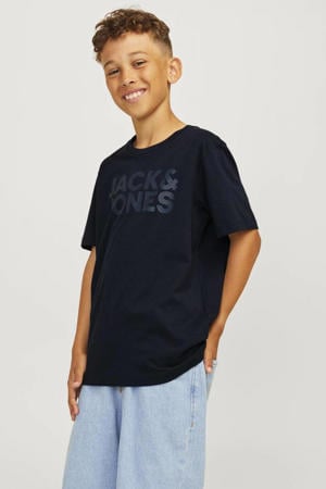 T-shirt JJECORP met tekst marineblauw