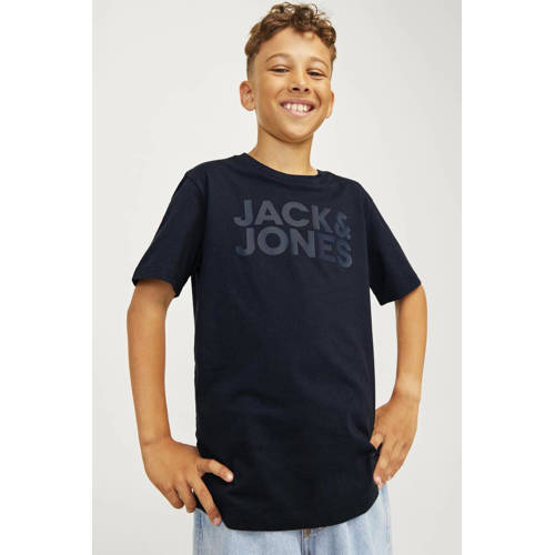 JACK & JONES JUNIOR T-shirt JJECORP met tekst marine afbeelding