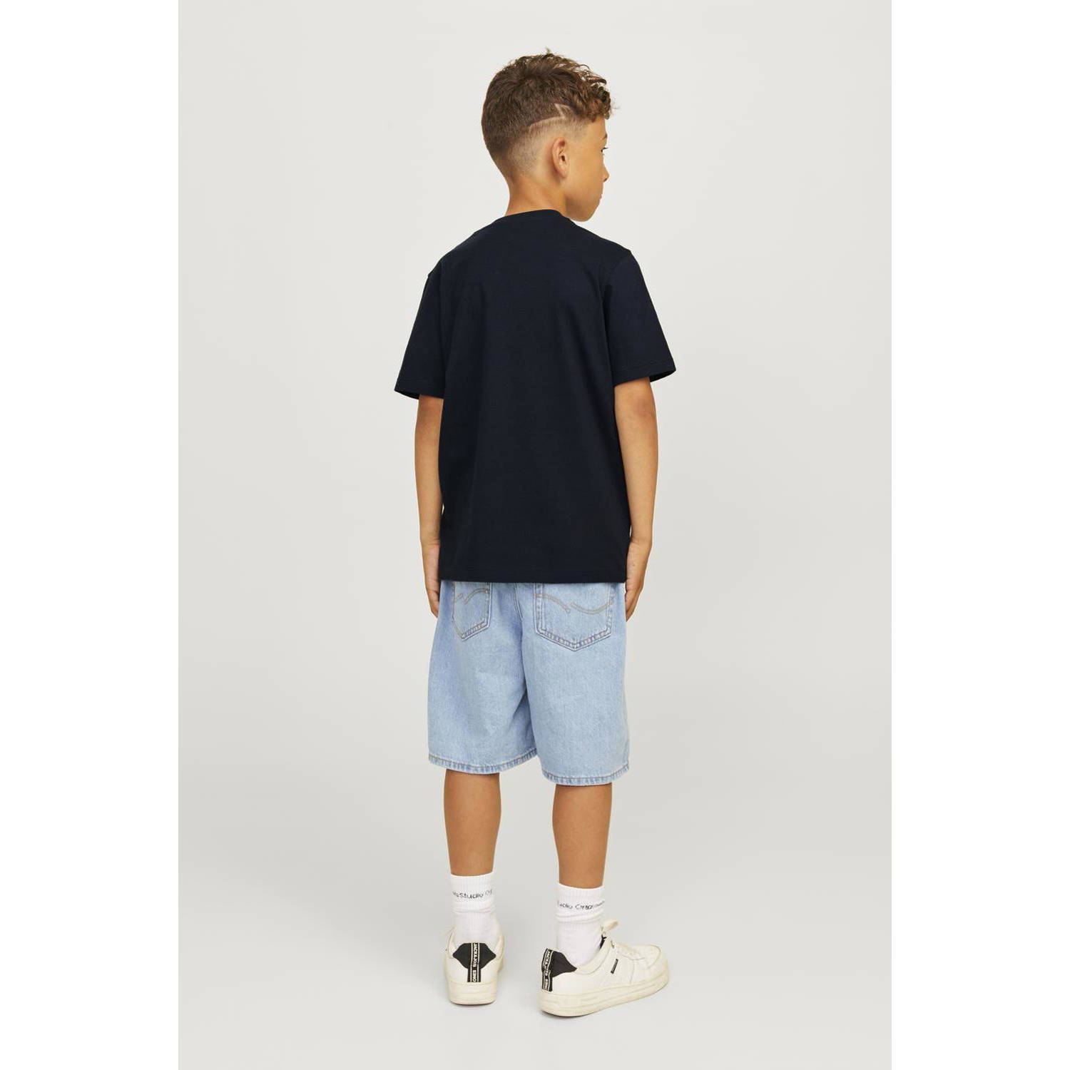 JACK & JONES JUNIOR T-shirt JJECORP met tekst marine