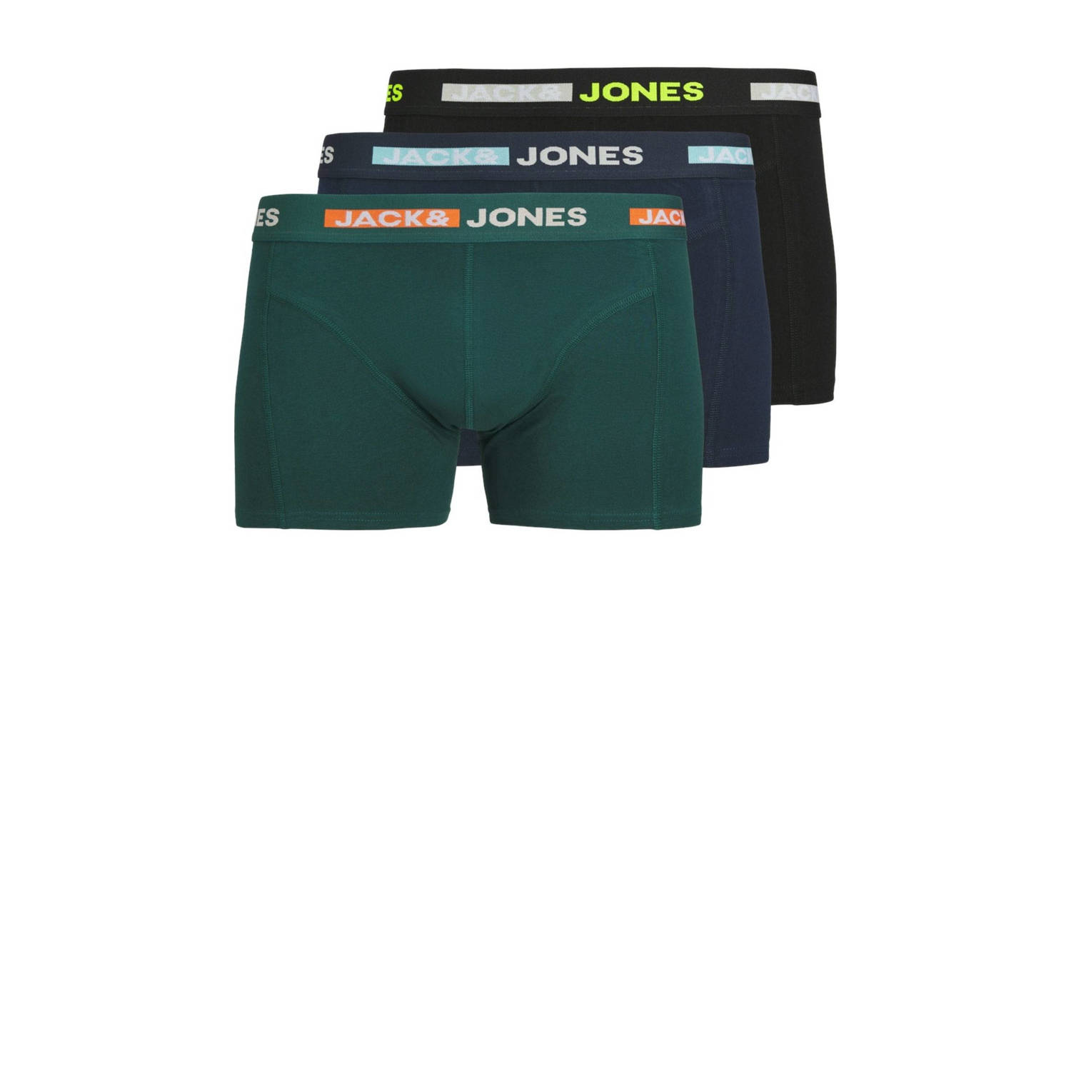 Jack & jones JUNIOR boxershort JACSCOTT set van 3 groen donkerblauw zwart Jongens Stretchkatoen 128