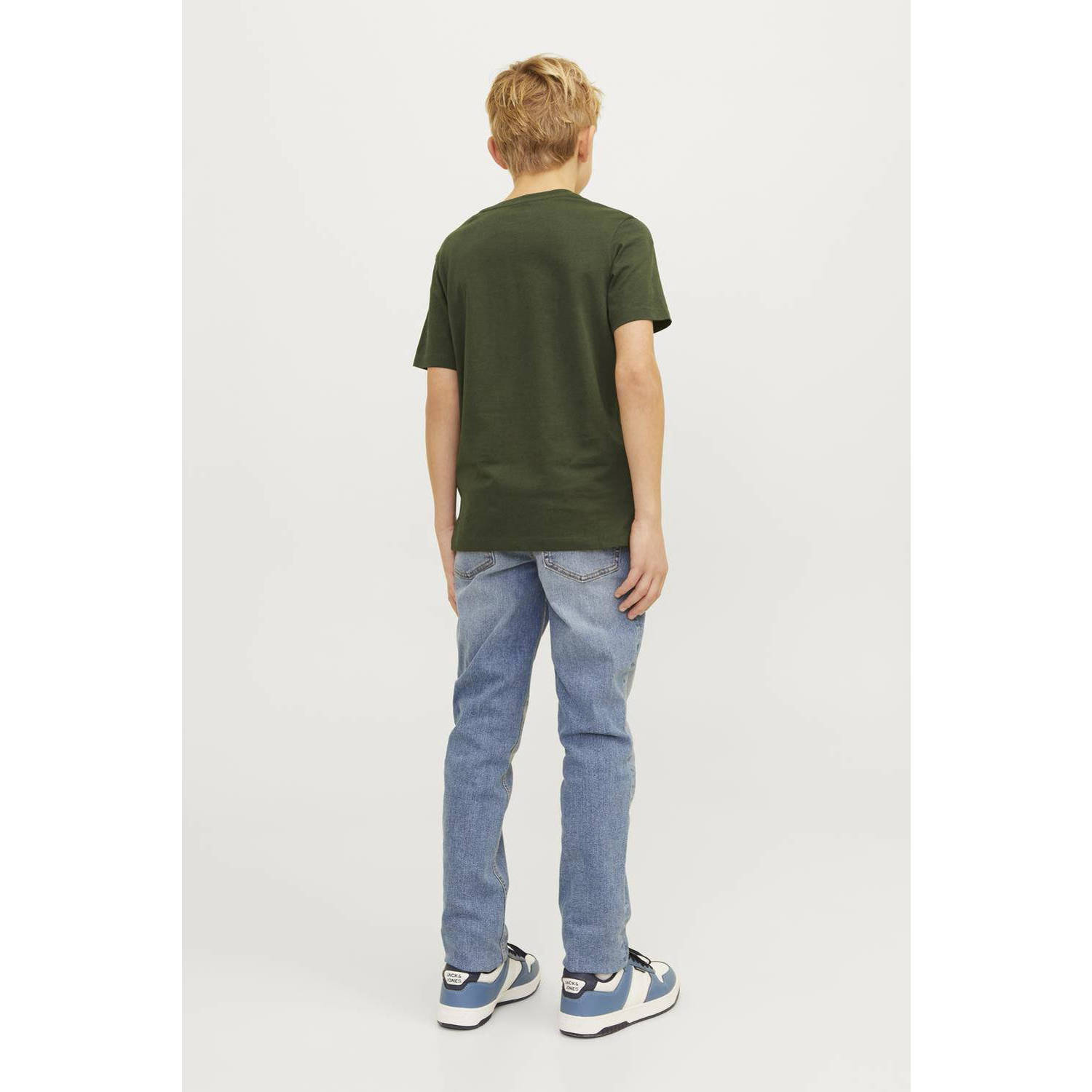 JACK & JONES JUNIOR T-shirt JJELOGO met logo warm donkergroen