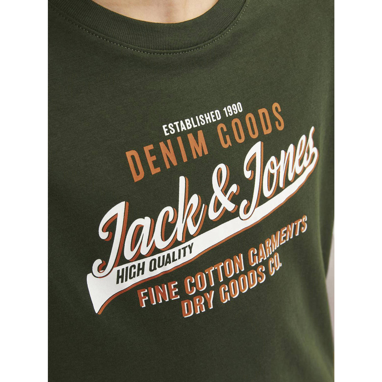 JACK & JONES JUNIOR T-shirt JJELOGO met logo warm donkergroen