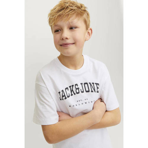 JACK & JONES JUNIOR T-shirt JJECALEB VARSITY met logo wit afbeelding