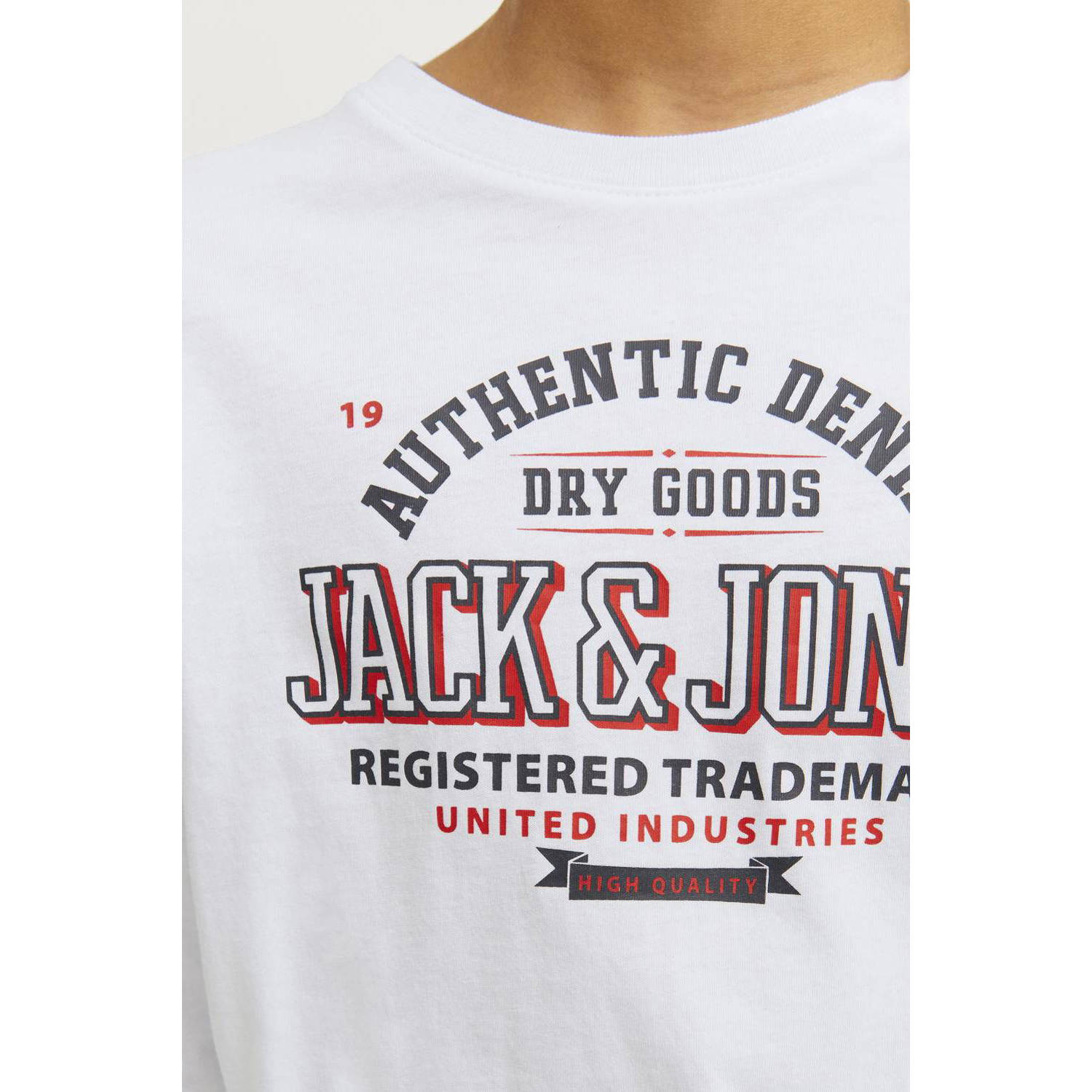 JACK & JONES JUNIOR longsleeve JJELOGO met logo wit