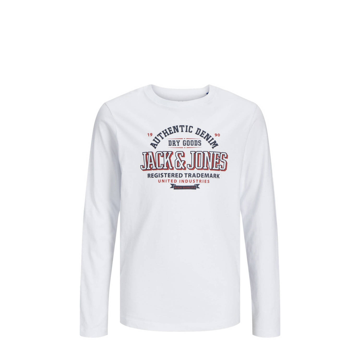 Jack & jones JUNIOR longsleeve JJELOGO met logo wit Jongens Katoen Ronde hals 176