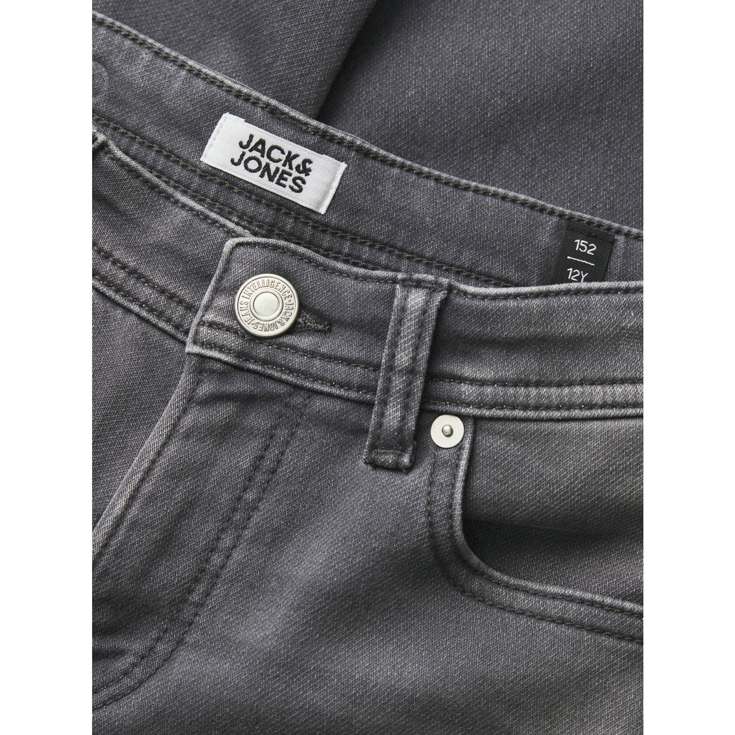 JACK & JONES JUNIOR slim fit jeans JJIGLENN JJORIGINAL grey denim