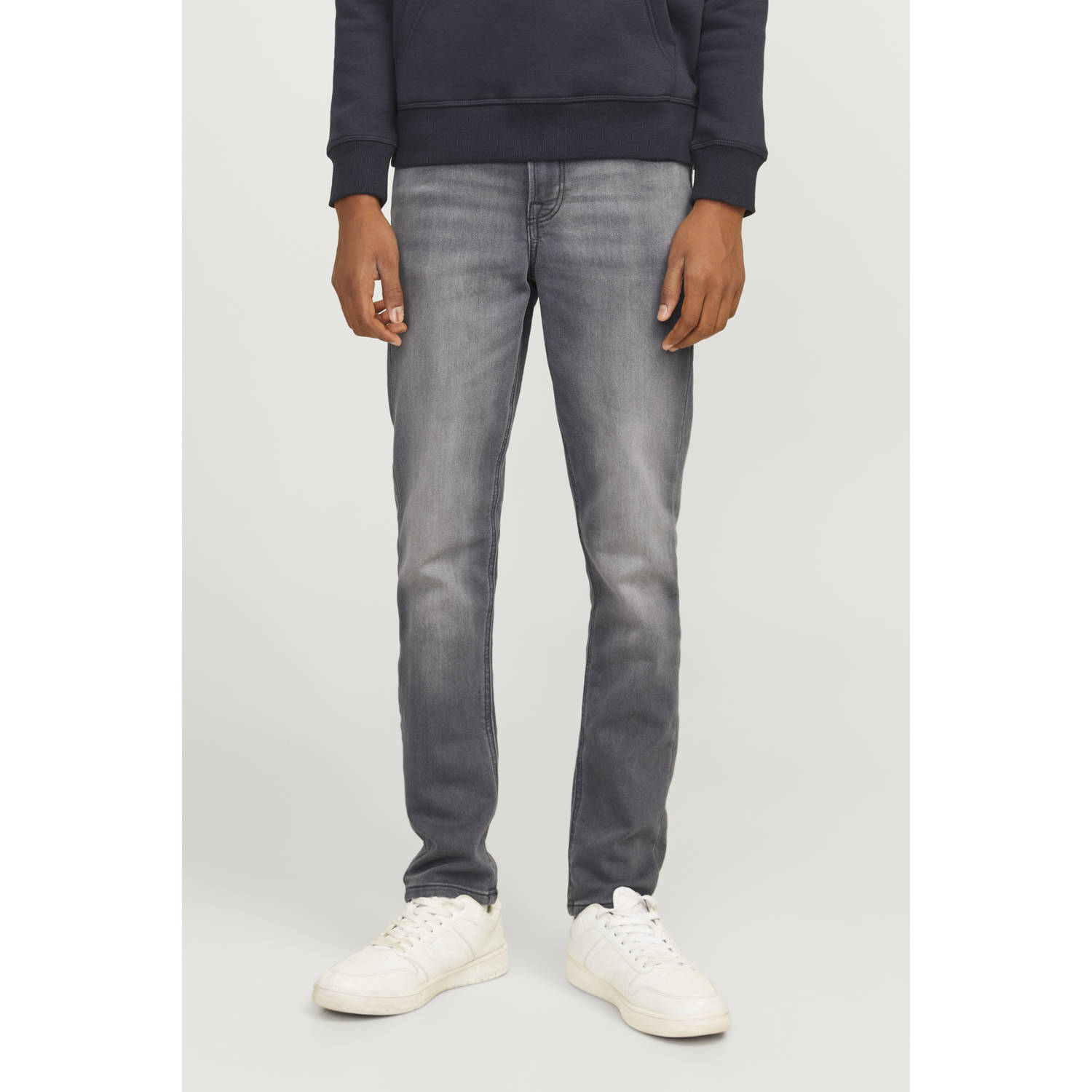 Jack & jones JUNIOR slim fit jeans JJIGLENN JJORIGINAL grey denim Grijs Jongens Stretchdenim 128
