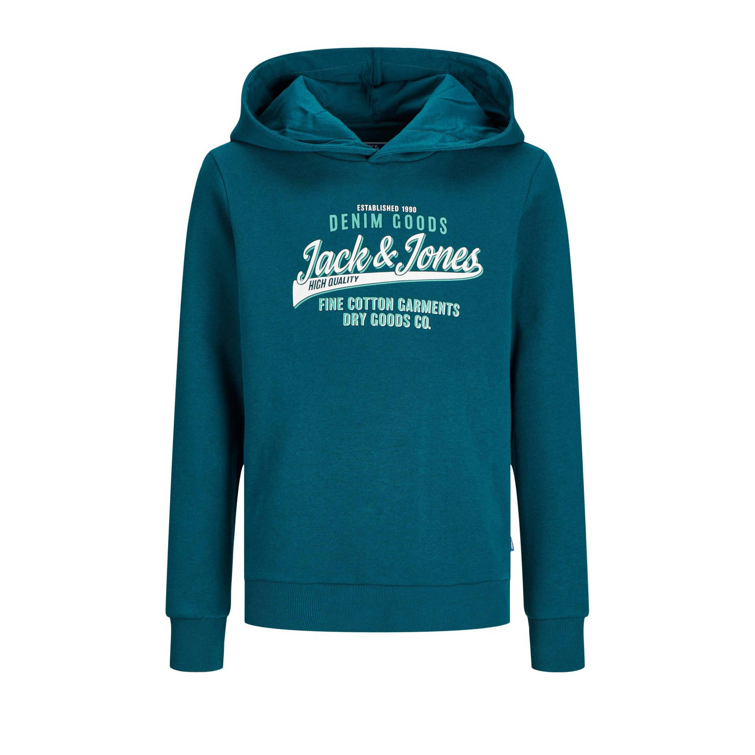 Jack & jones JUNIOR hoodie JJELOGO met logo petrol Sweater Blauw Logo 128