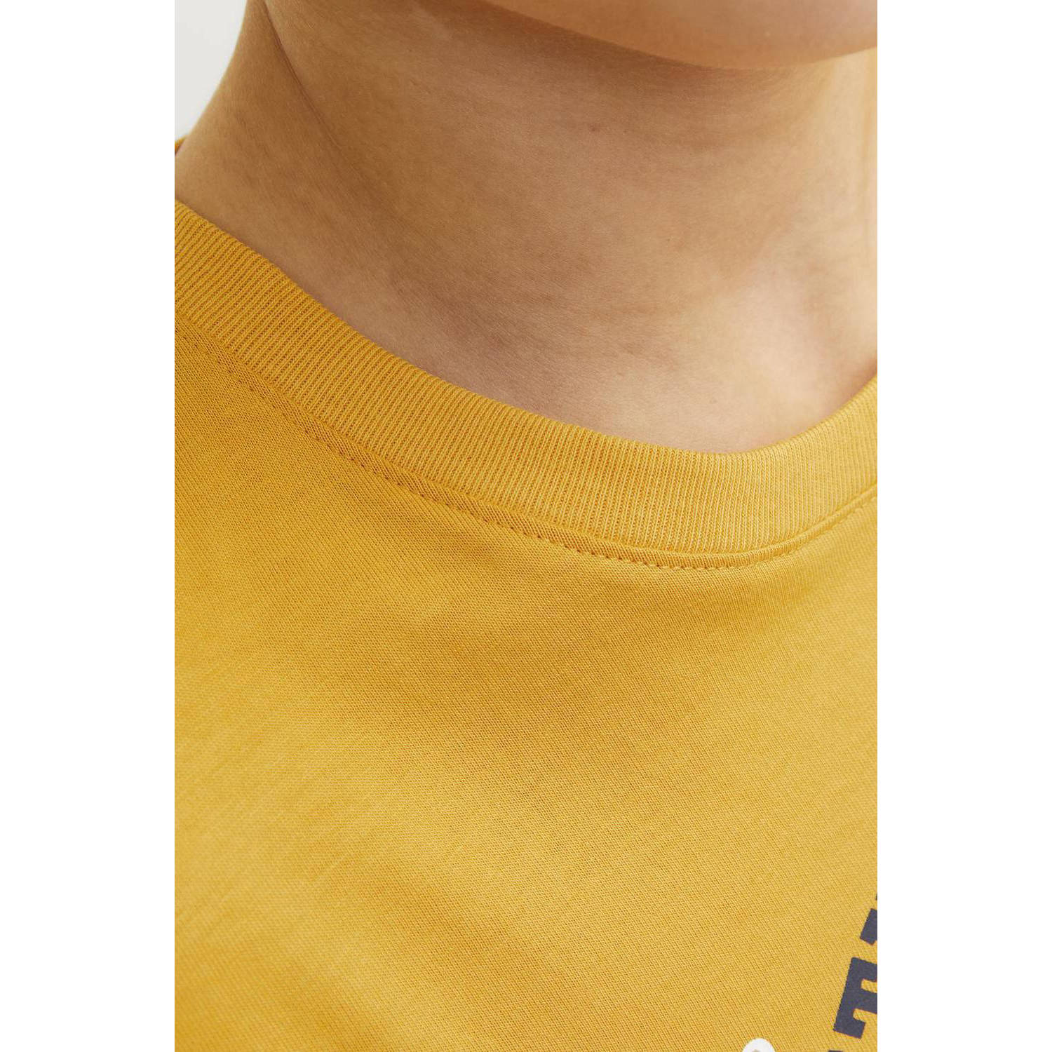 JACK & JONES JUNIOR T-shirt JJELOGO met logo honinggeel