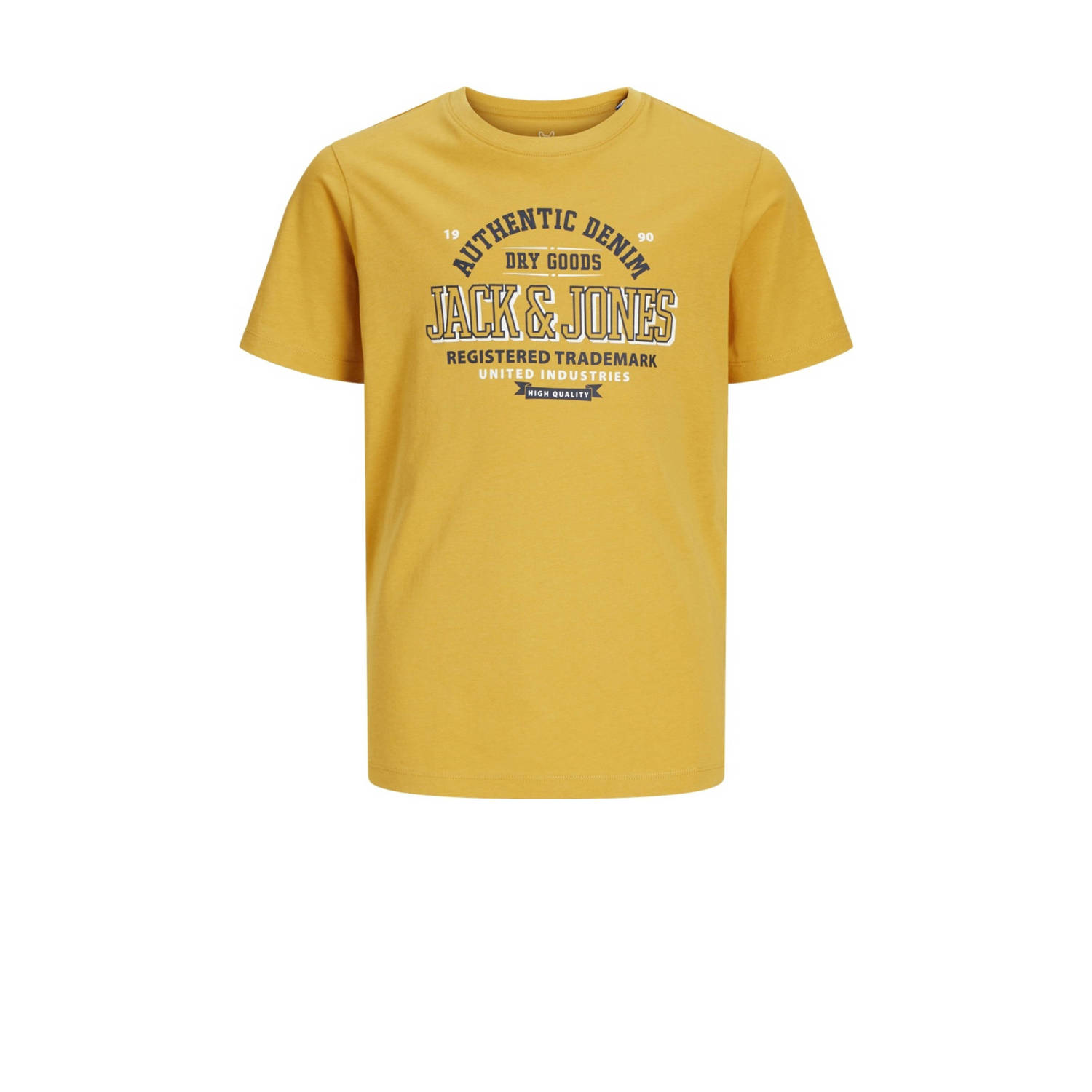 Jack & jones JUNIOR T-shirt JJELOGO met logo honinggeel Jongens Katoen Ronde hals 176